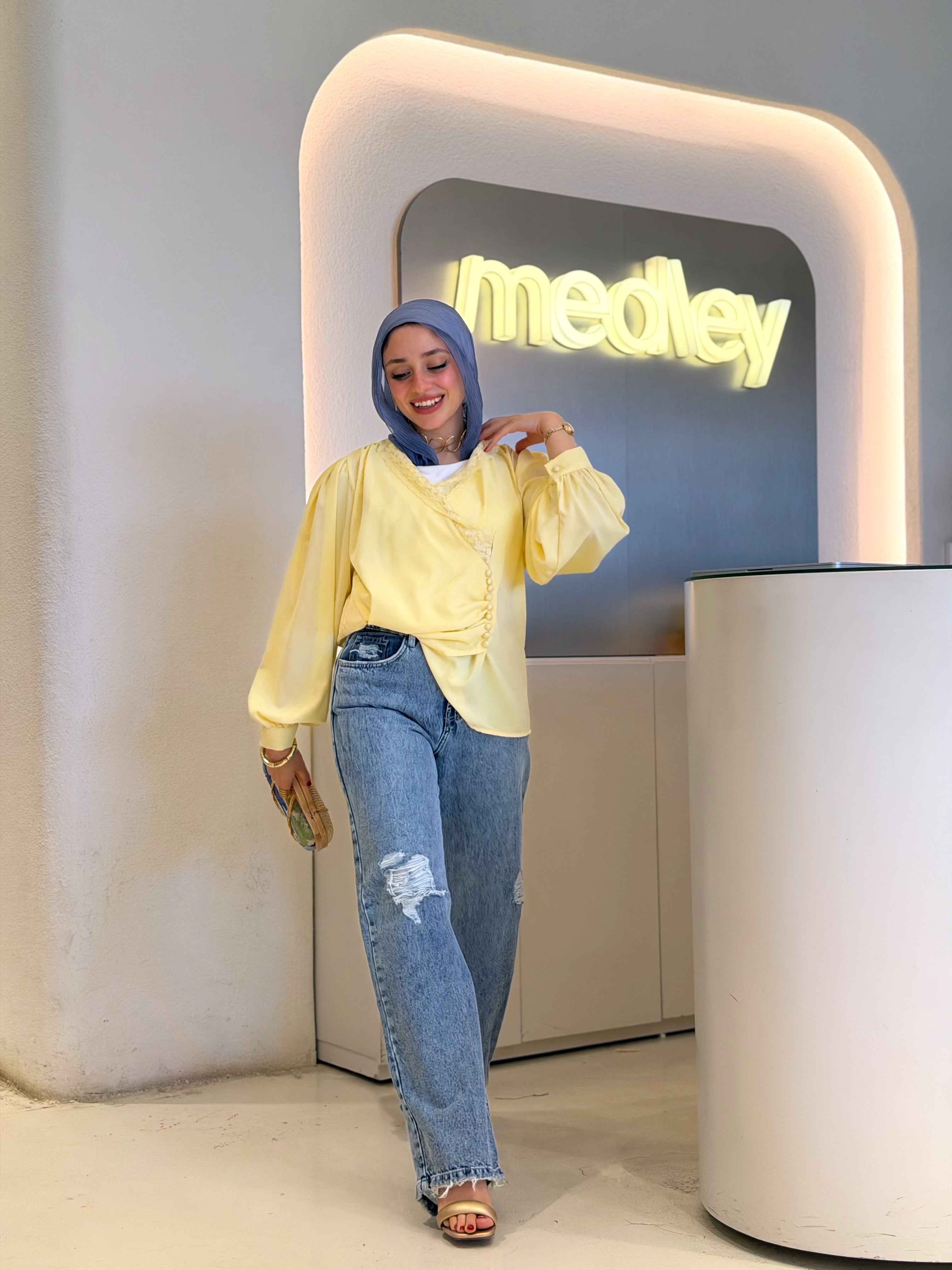 Whisper Lace Blouse (Yellow)