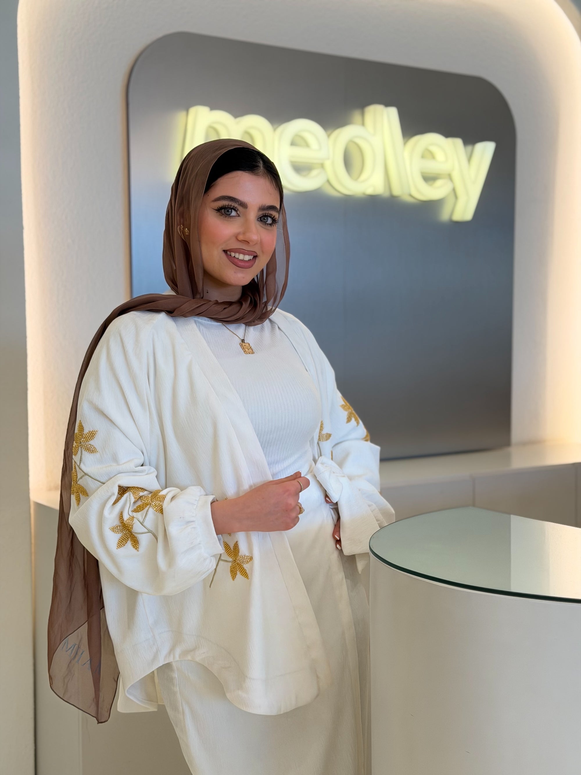 Silk Velvet Skirt Set ( pearl white )