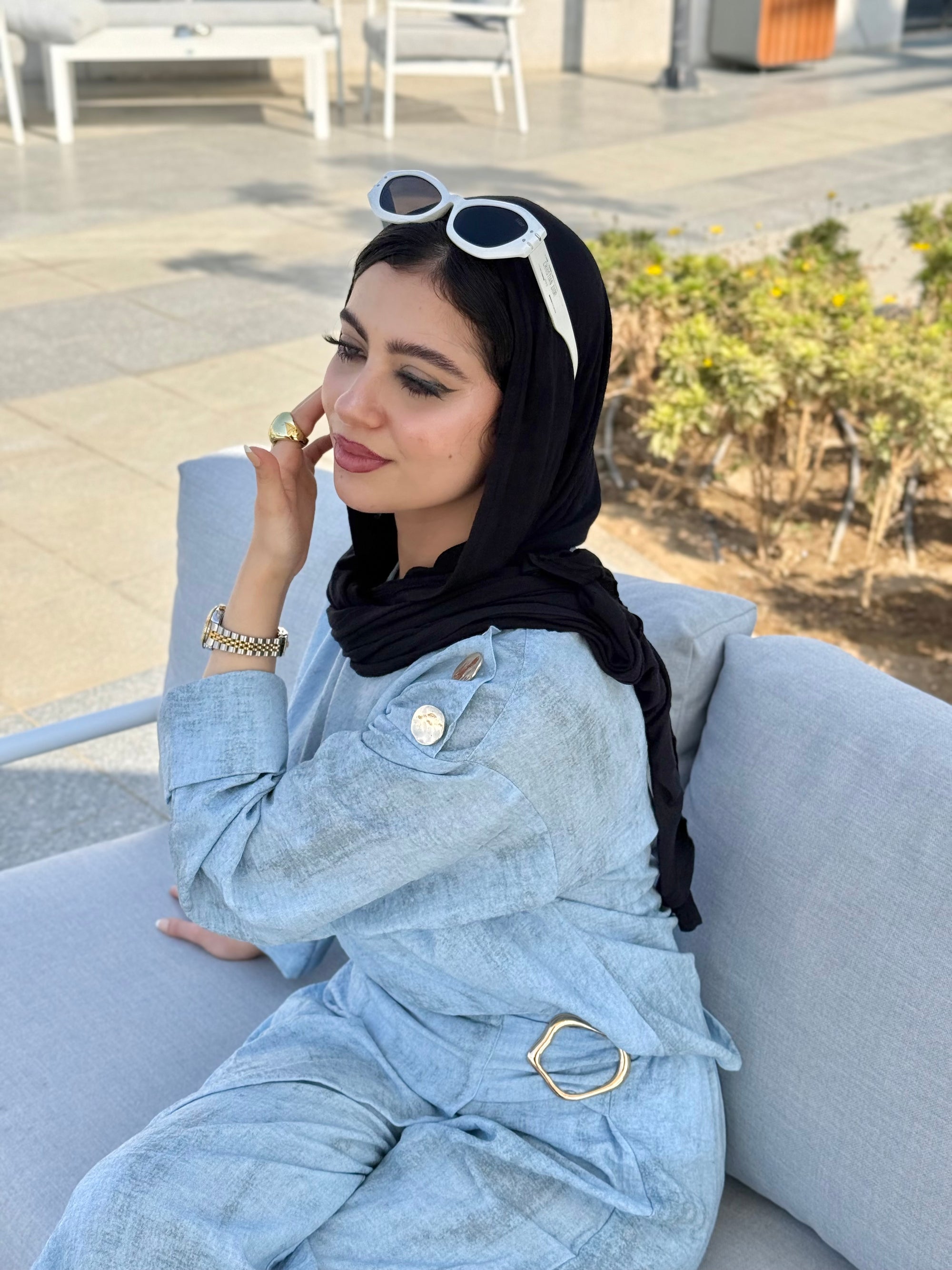 Cloudy blue Linen Overlay Set