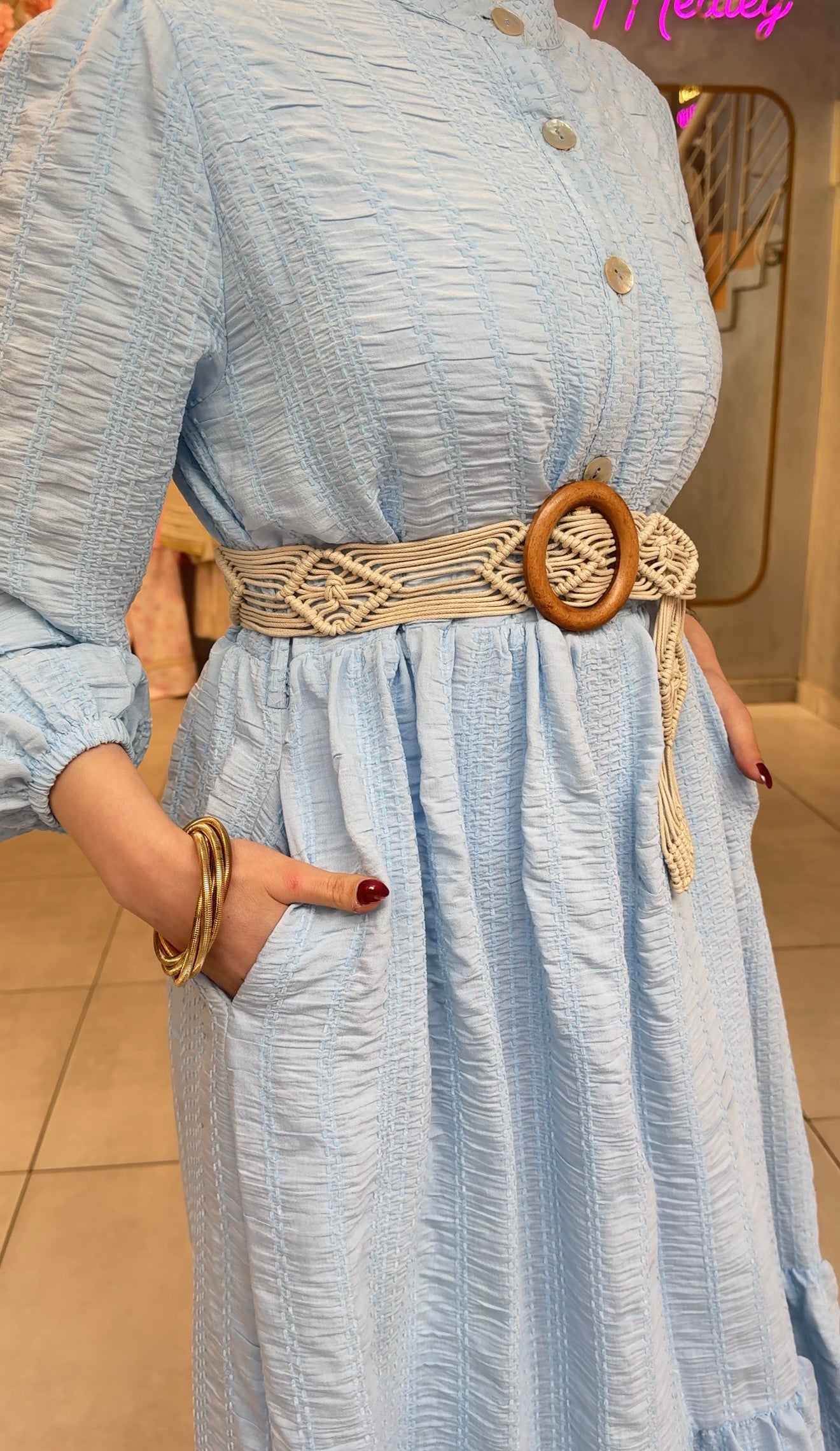 Textured Maxi Dress with Matching Gift Bag