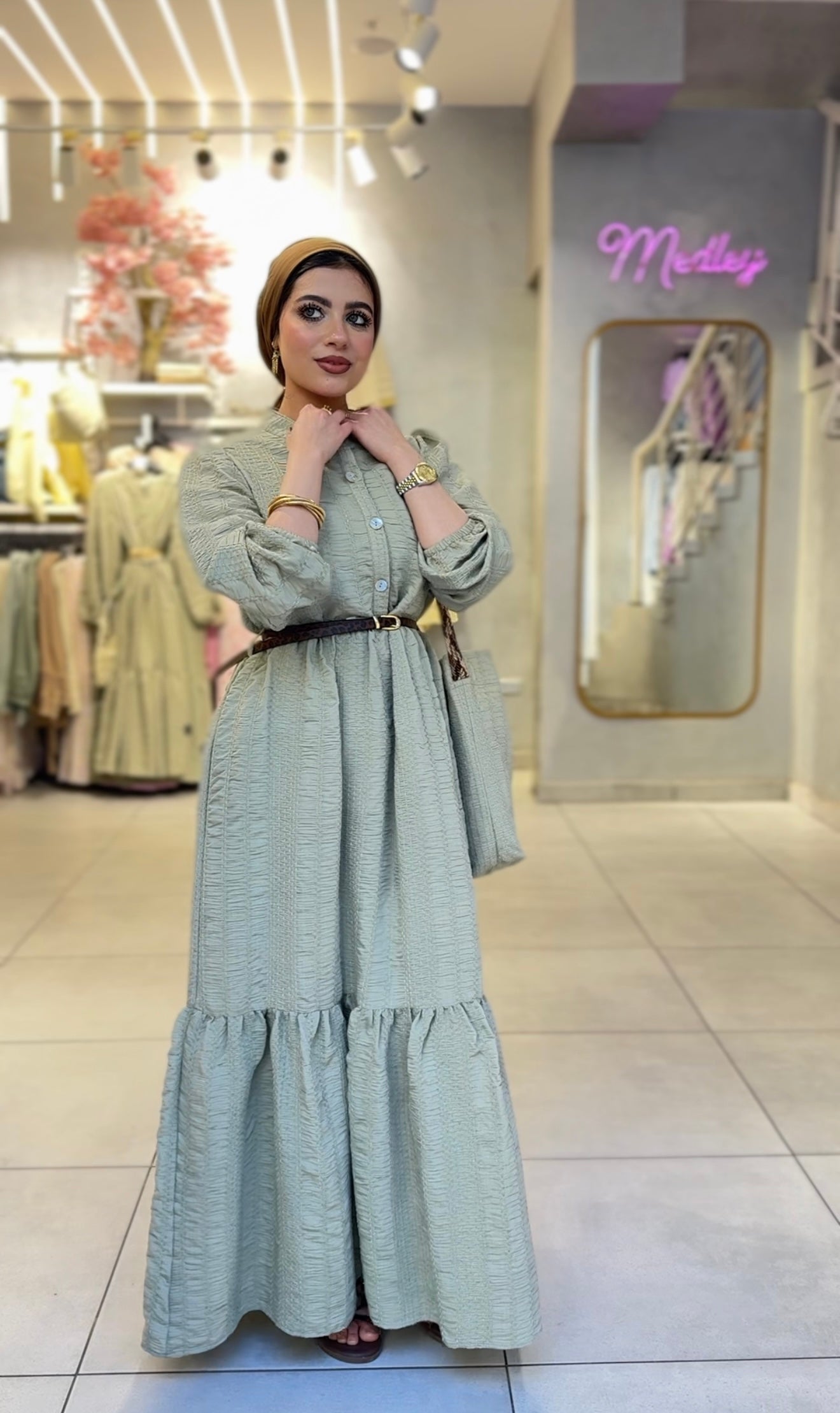 Textured Maxi Dress with Matching Gift Bag