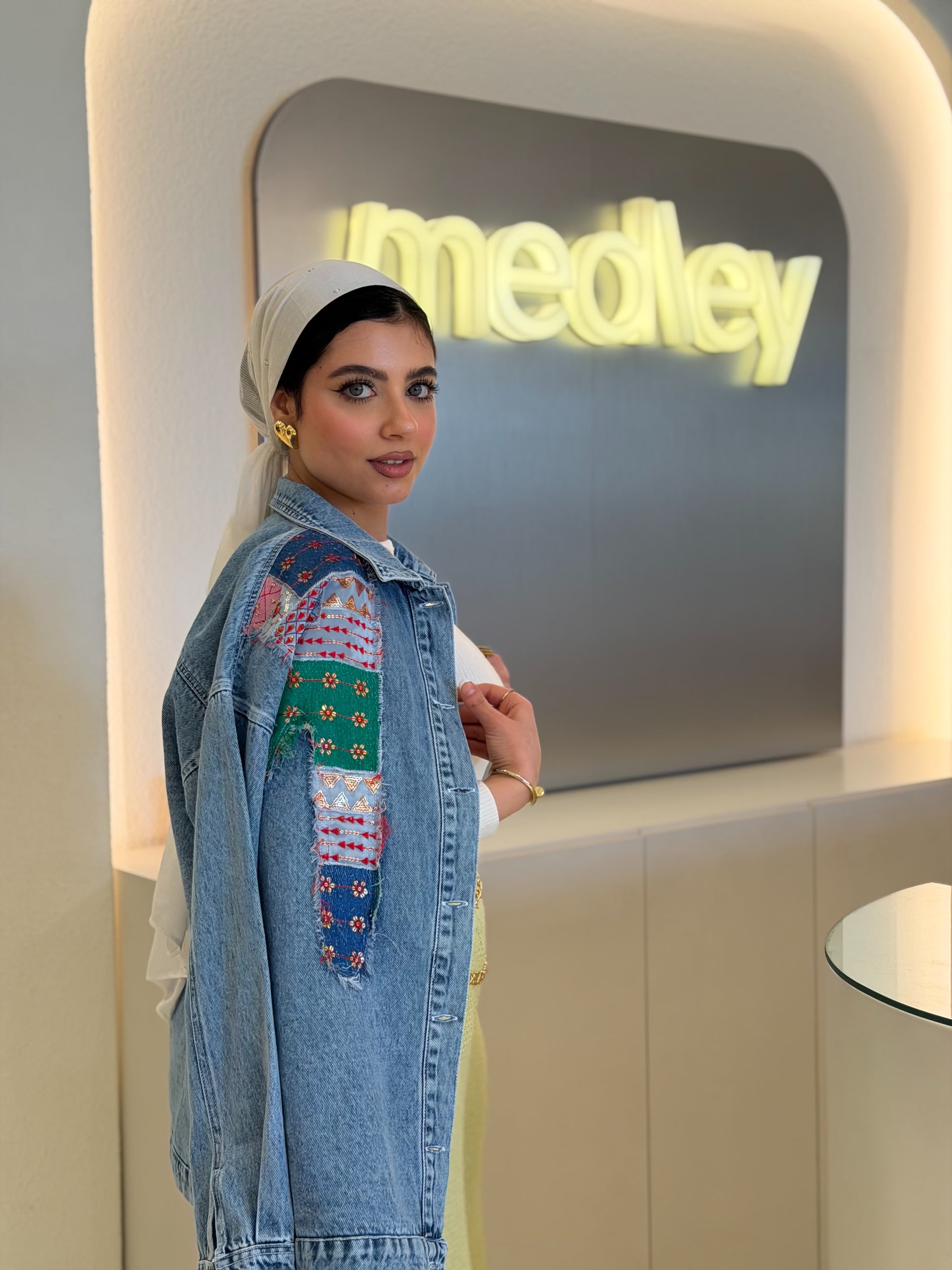 Denim Boho Golden Lines Jacket