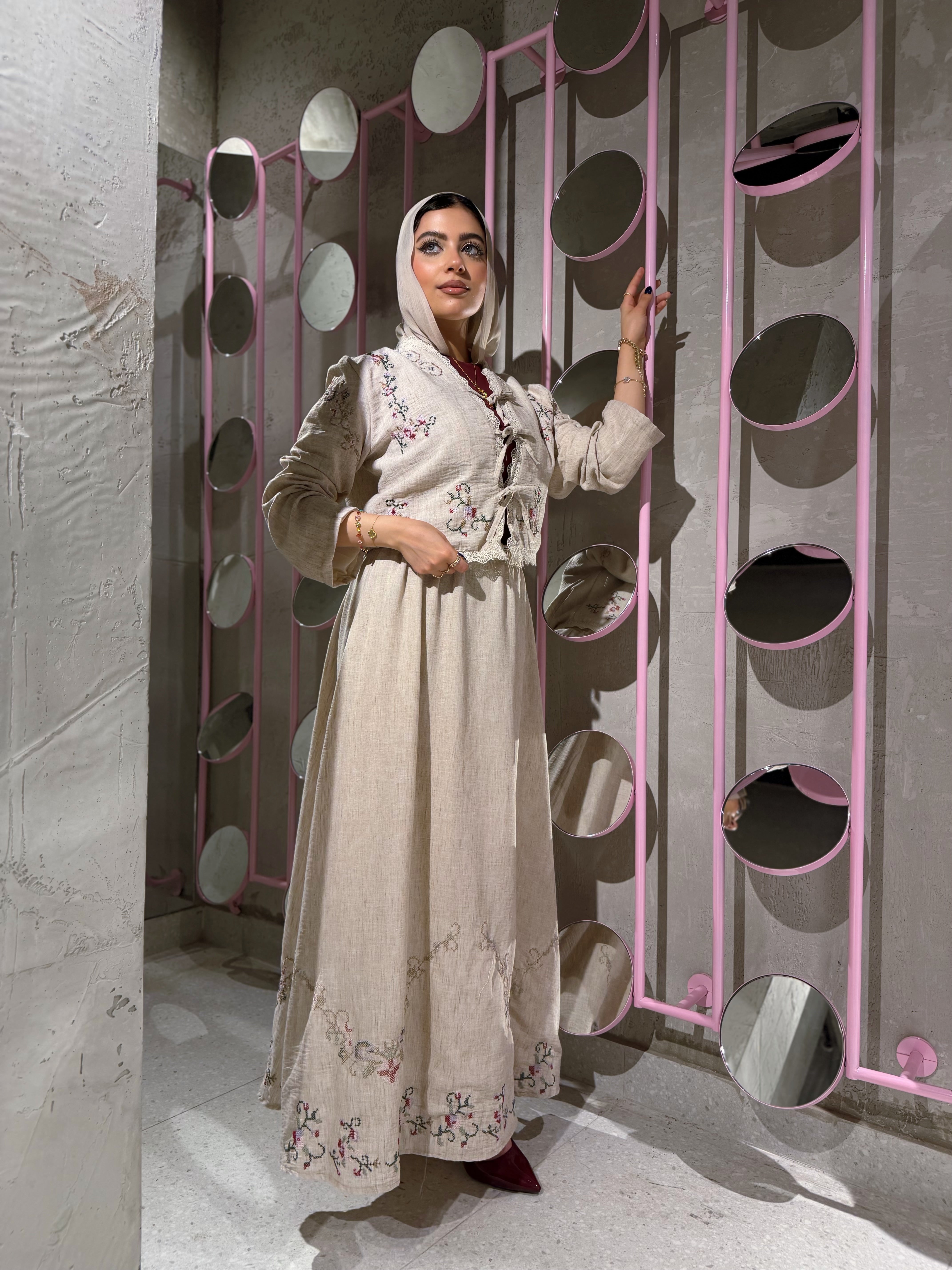 Sakura Skirt Set (Beige)