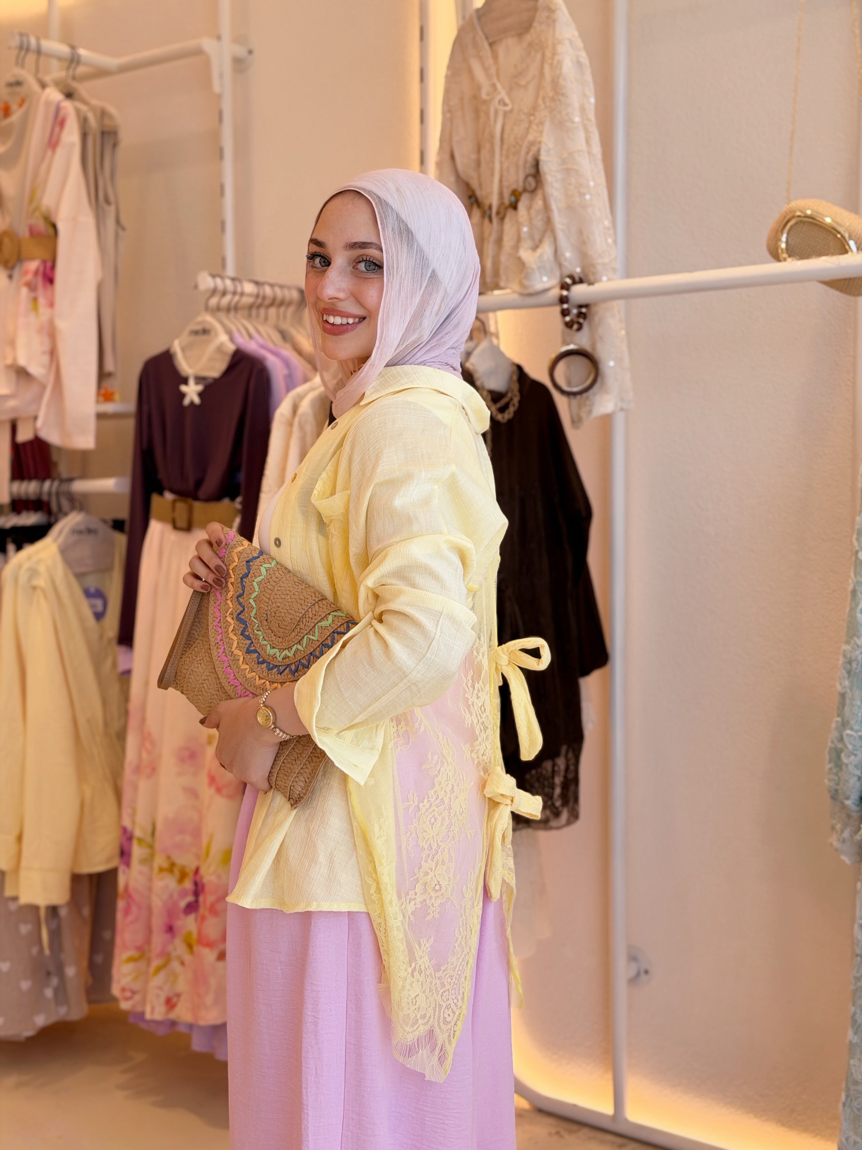 Lace Bow Blouse (Yellow)