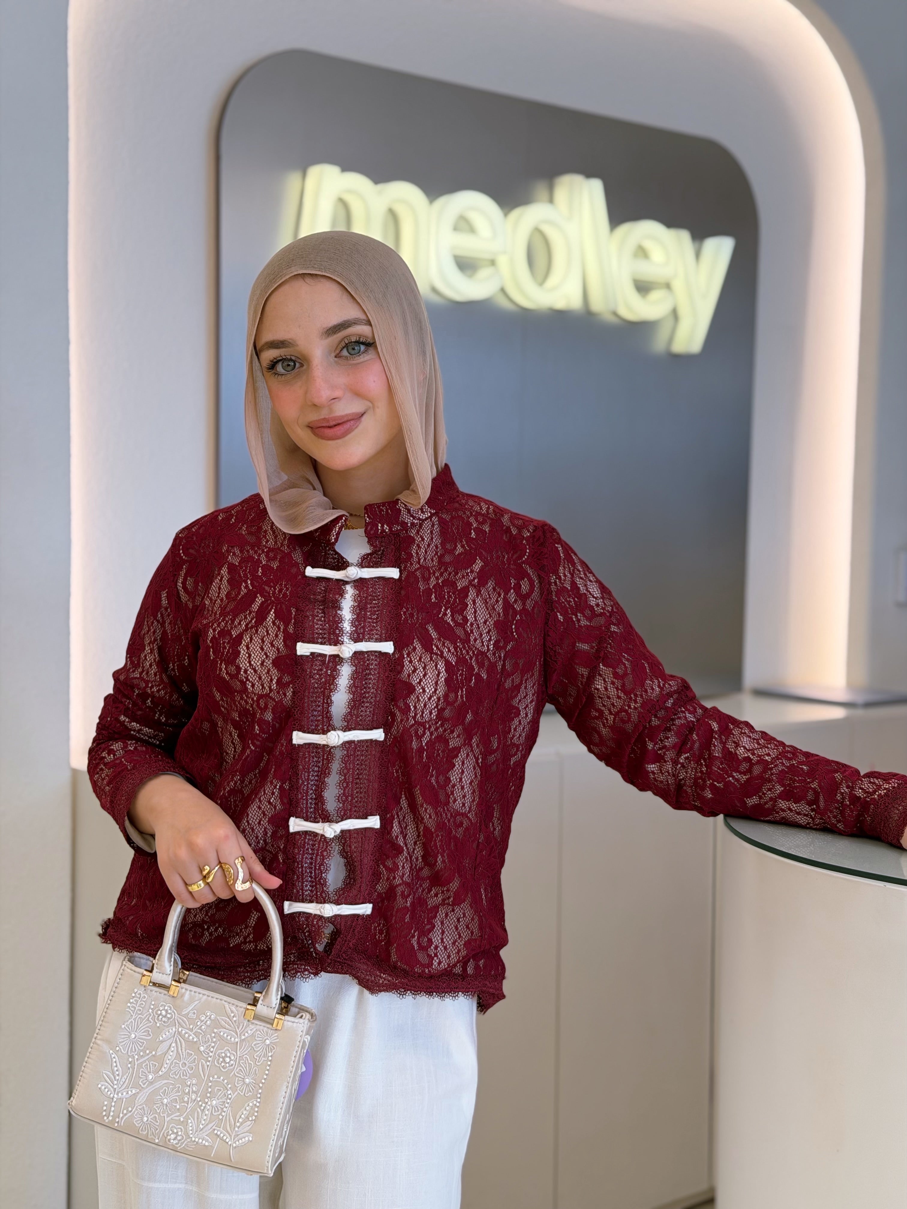 Chinese Blouse (Burgundy)