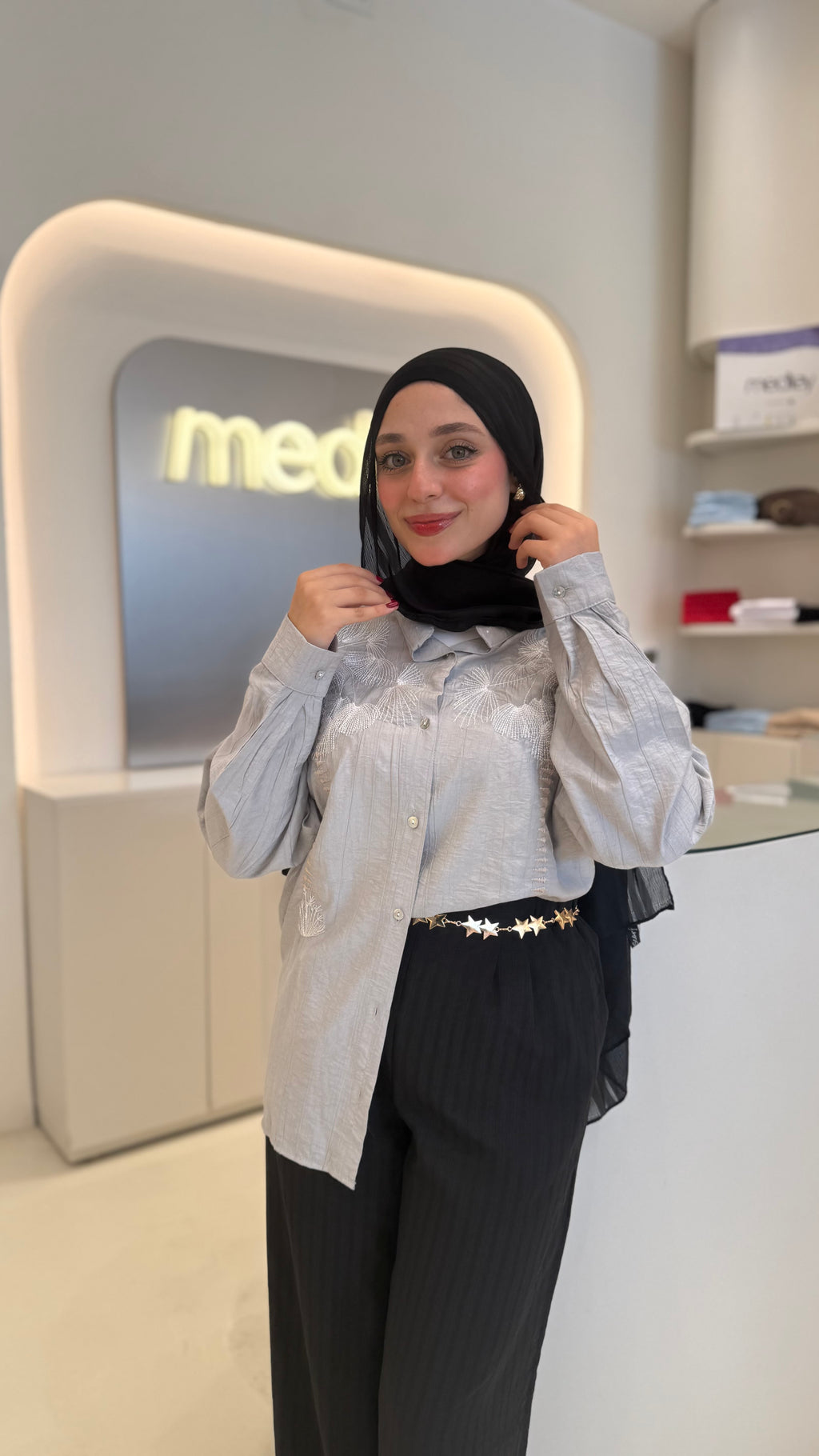 Stone Grey Island blouse