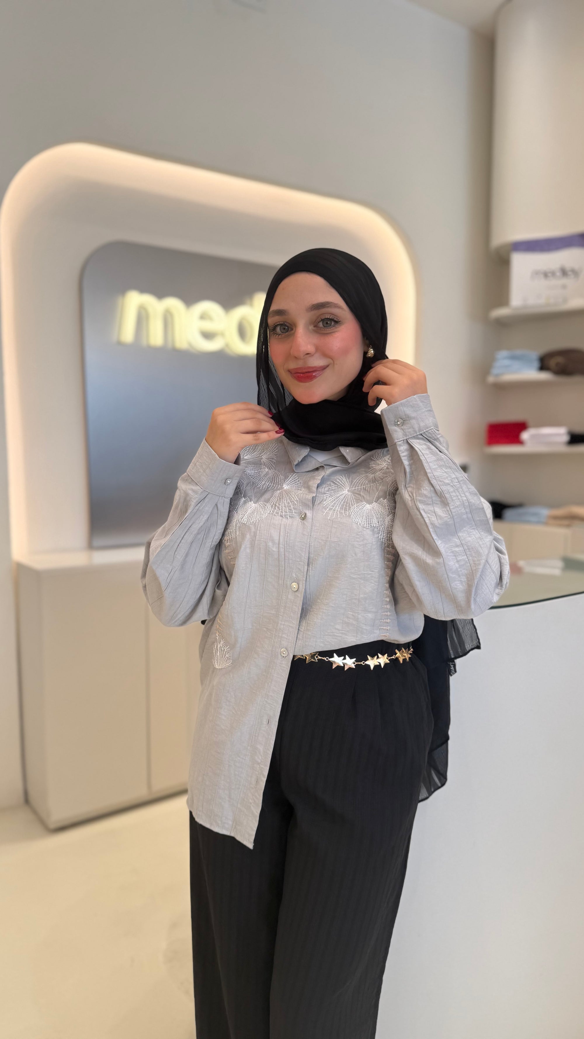 Stone Grey Island blouse