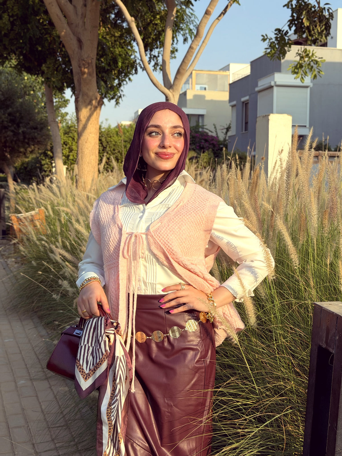 Mermaid Leather Midi Skirt (Wine )