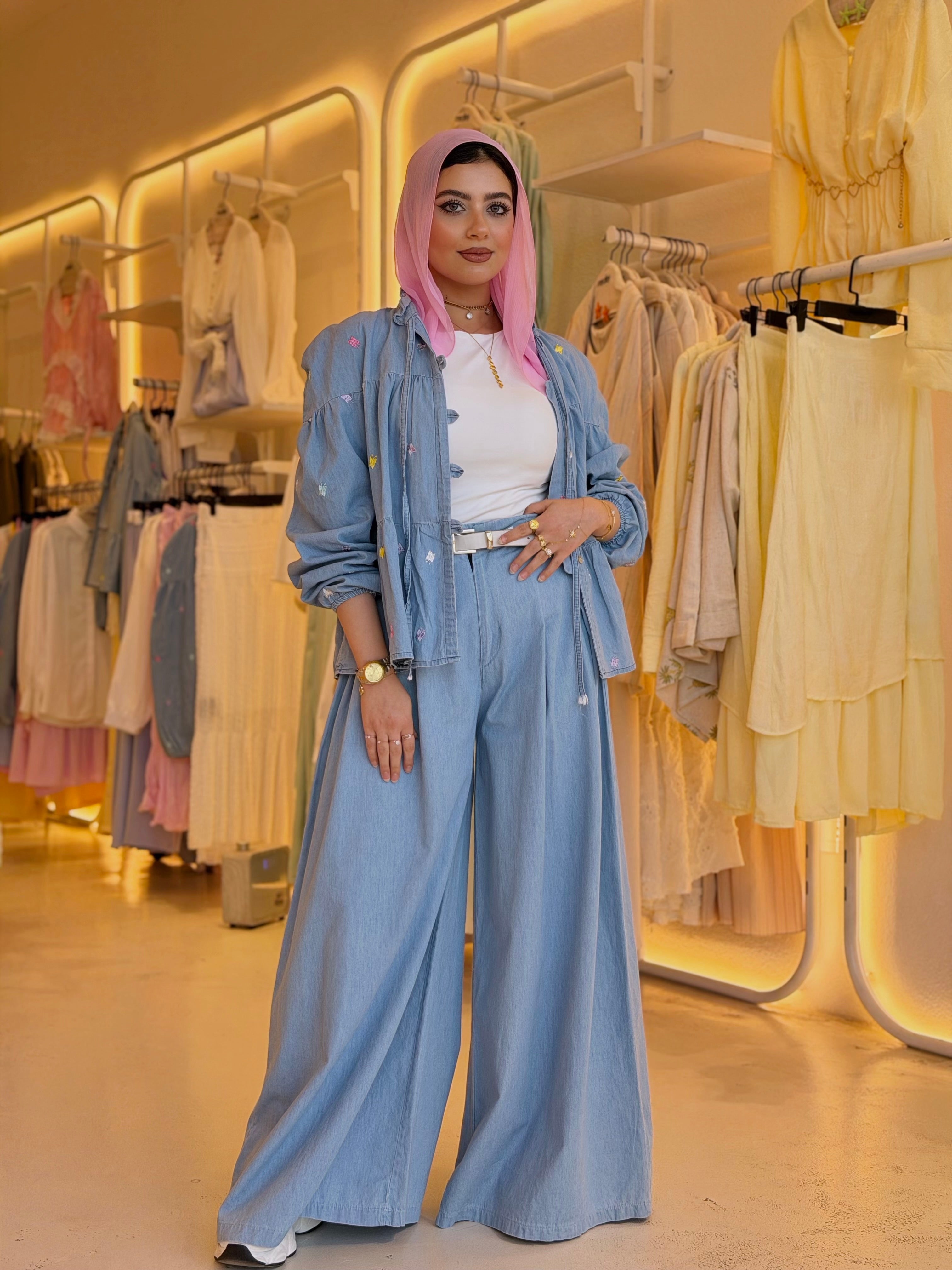 Breezy Denim Pants (Ice)
