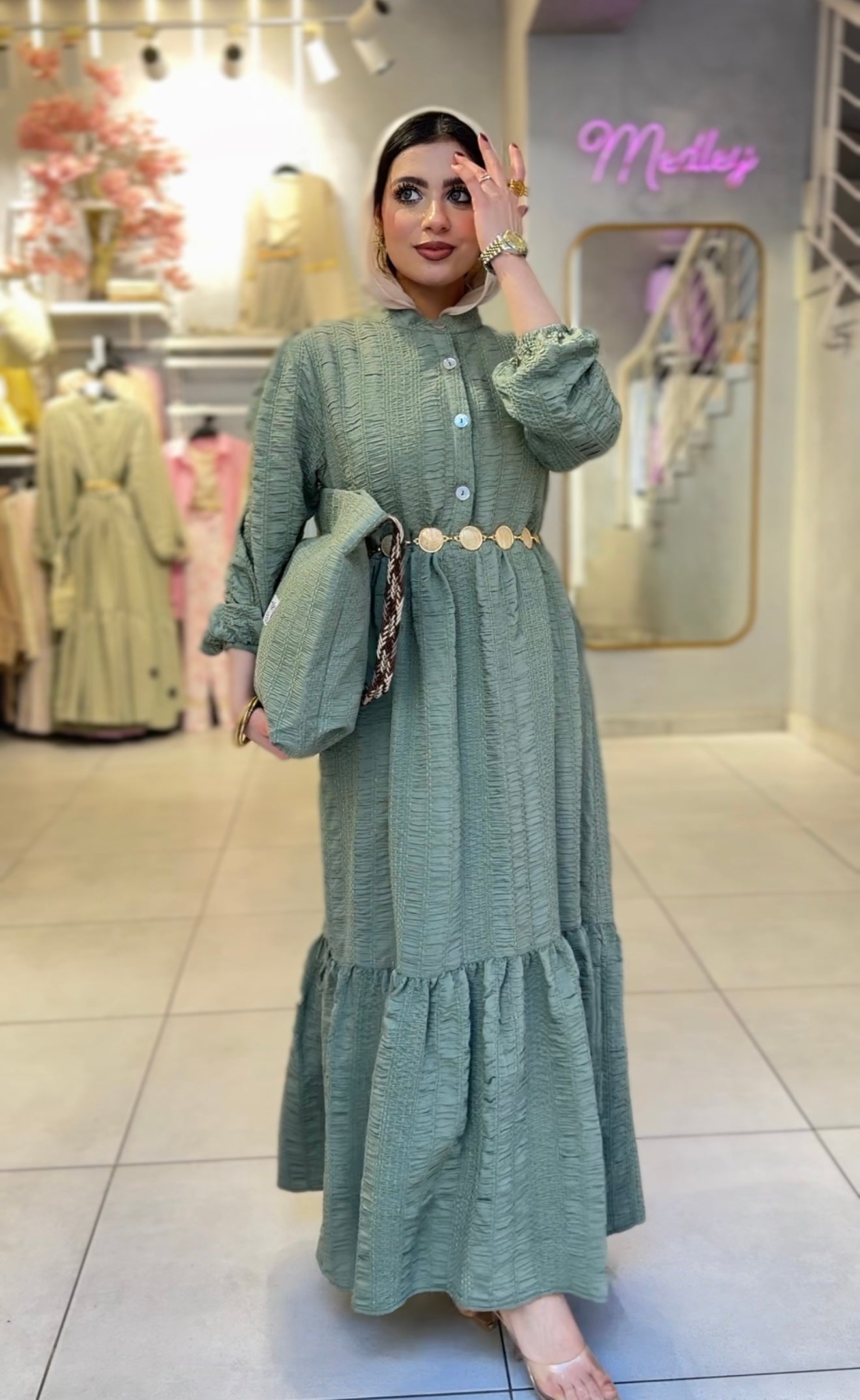 Textured Maxi Dress with Matching Gift Bag