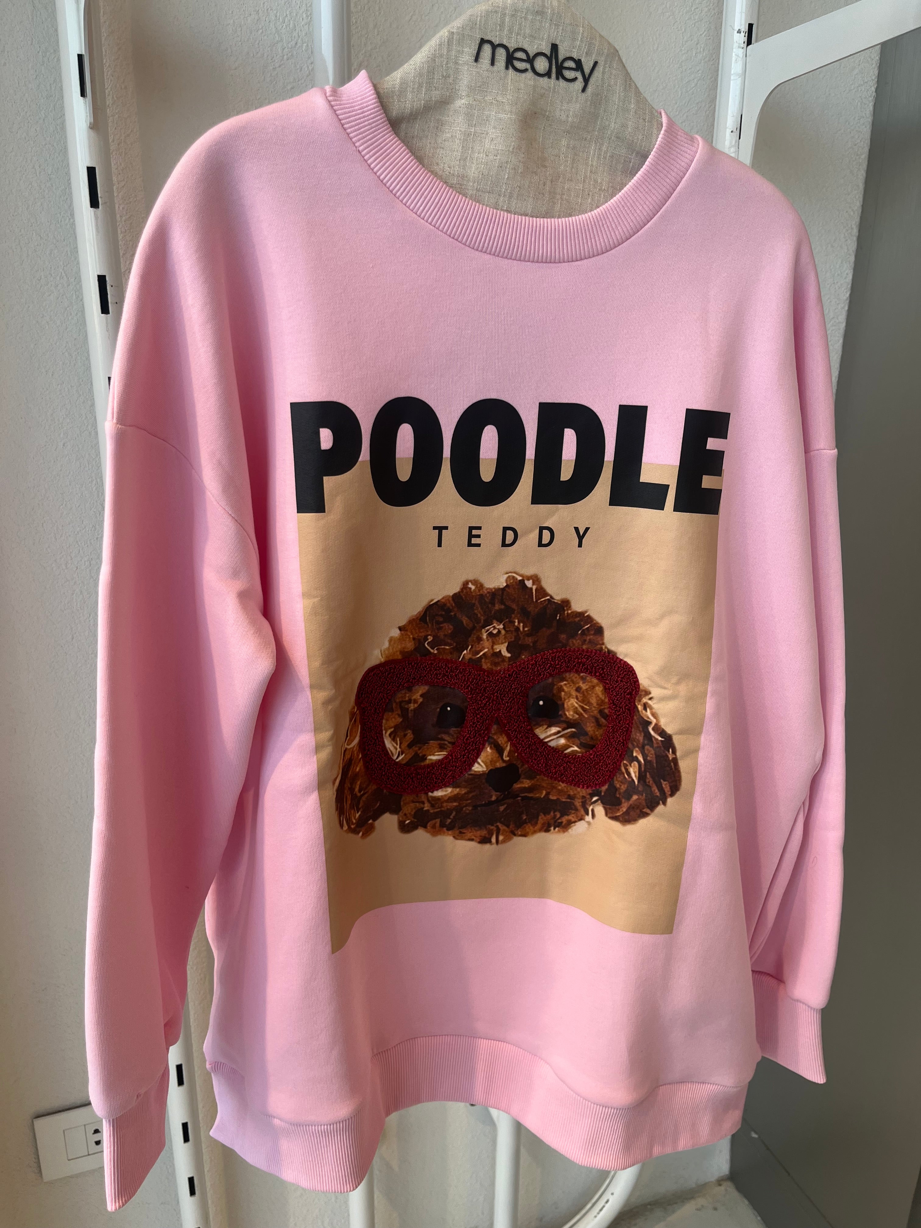 Pink hoodie printed