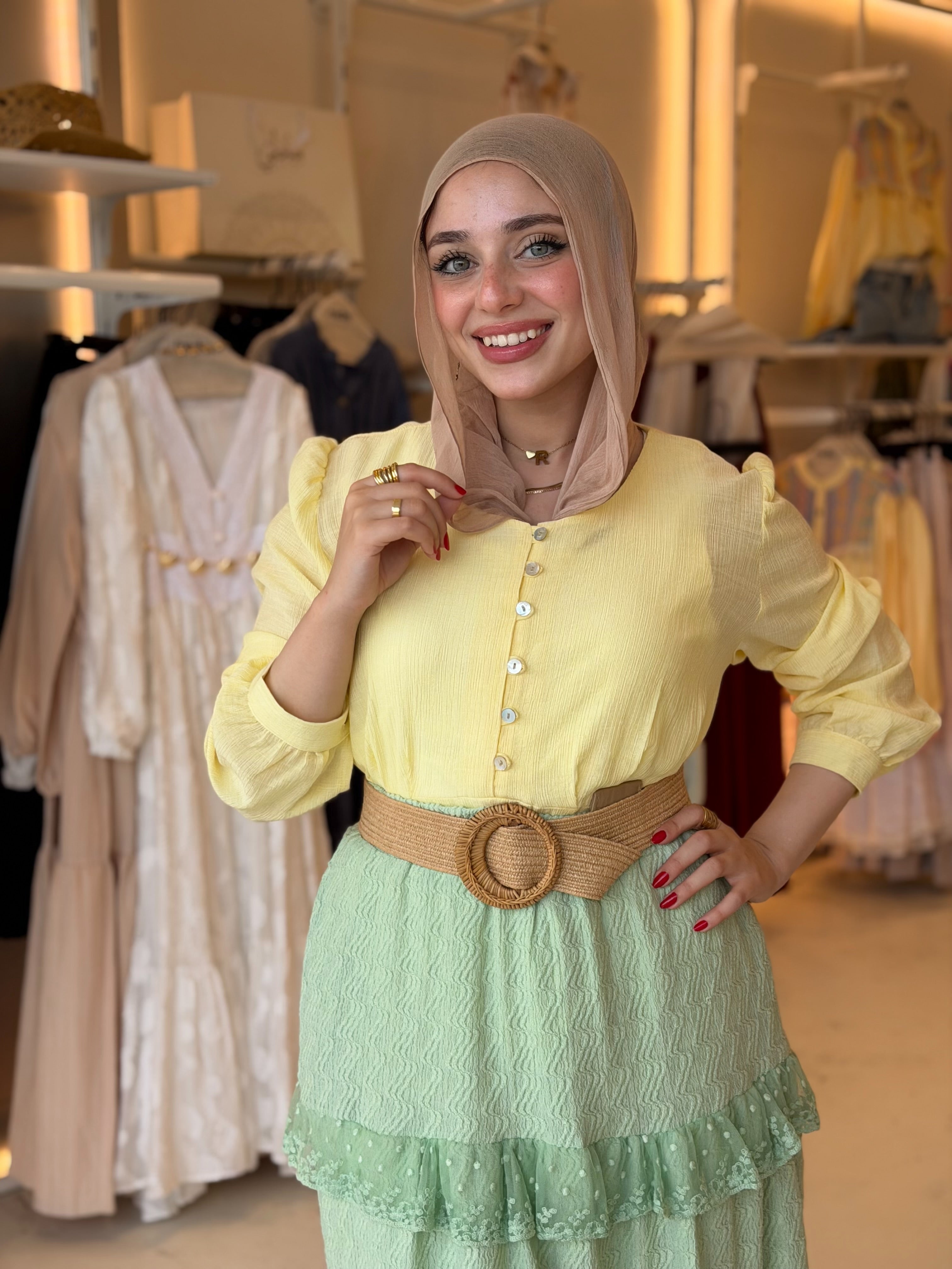 Modern Soft yellow blouse
