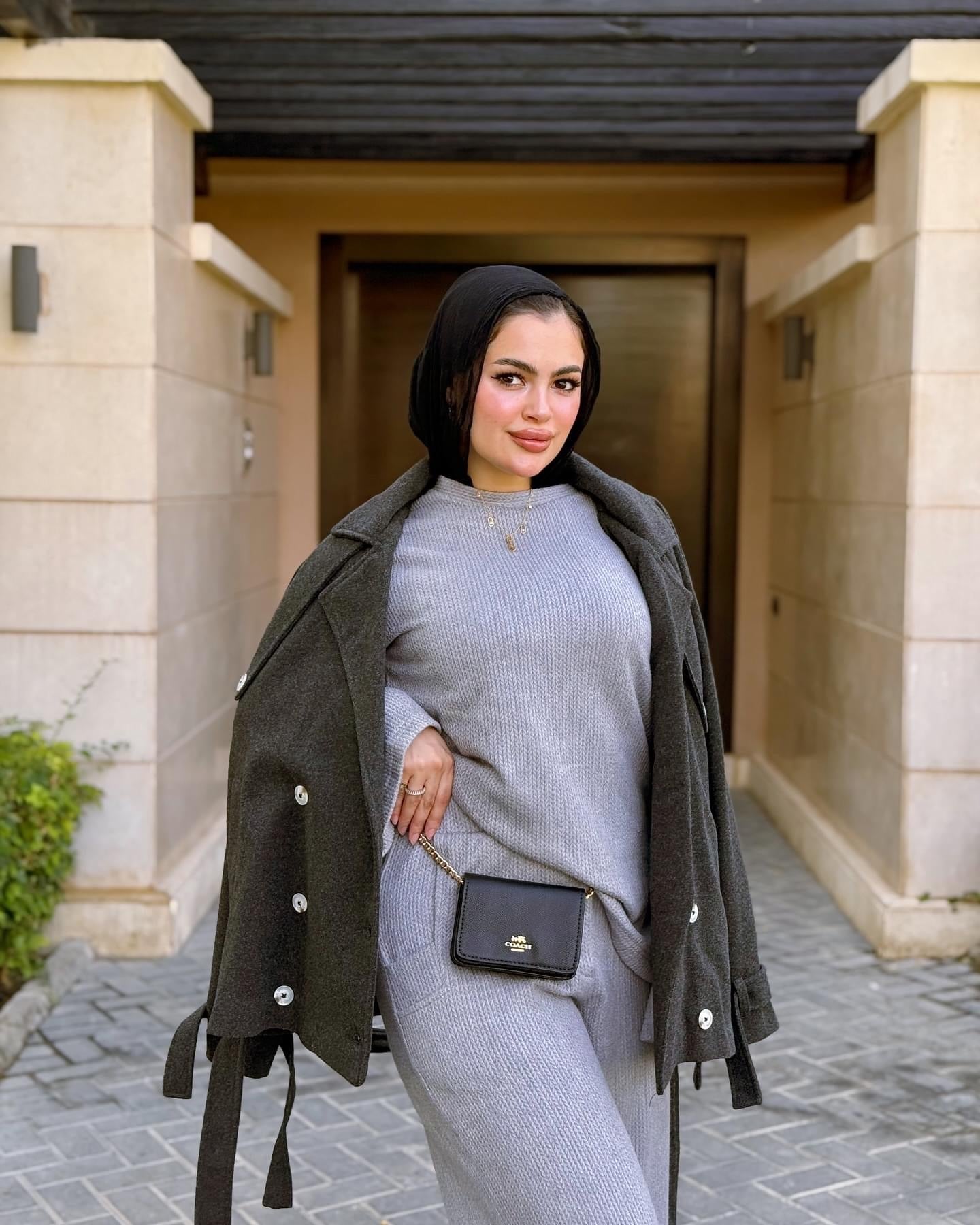 Wool gray trench coat