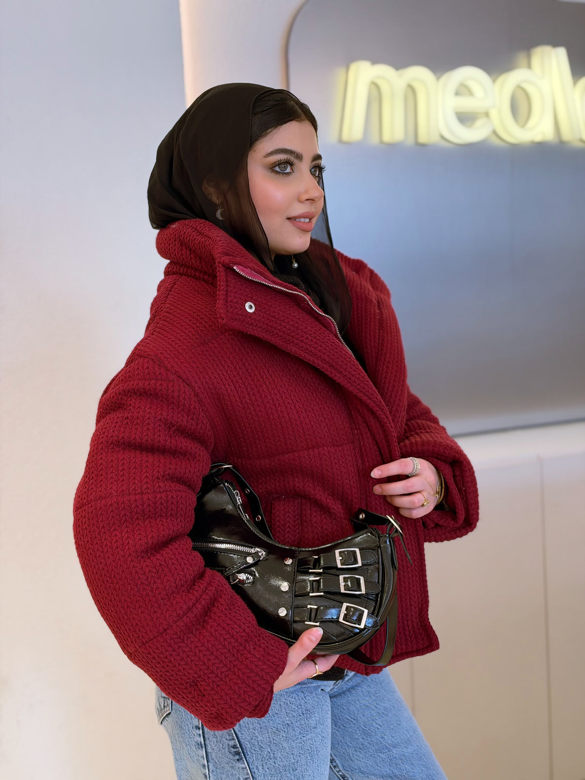 Cloud Puffer Jacket in burgundy by Medley Fashion, photo 1