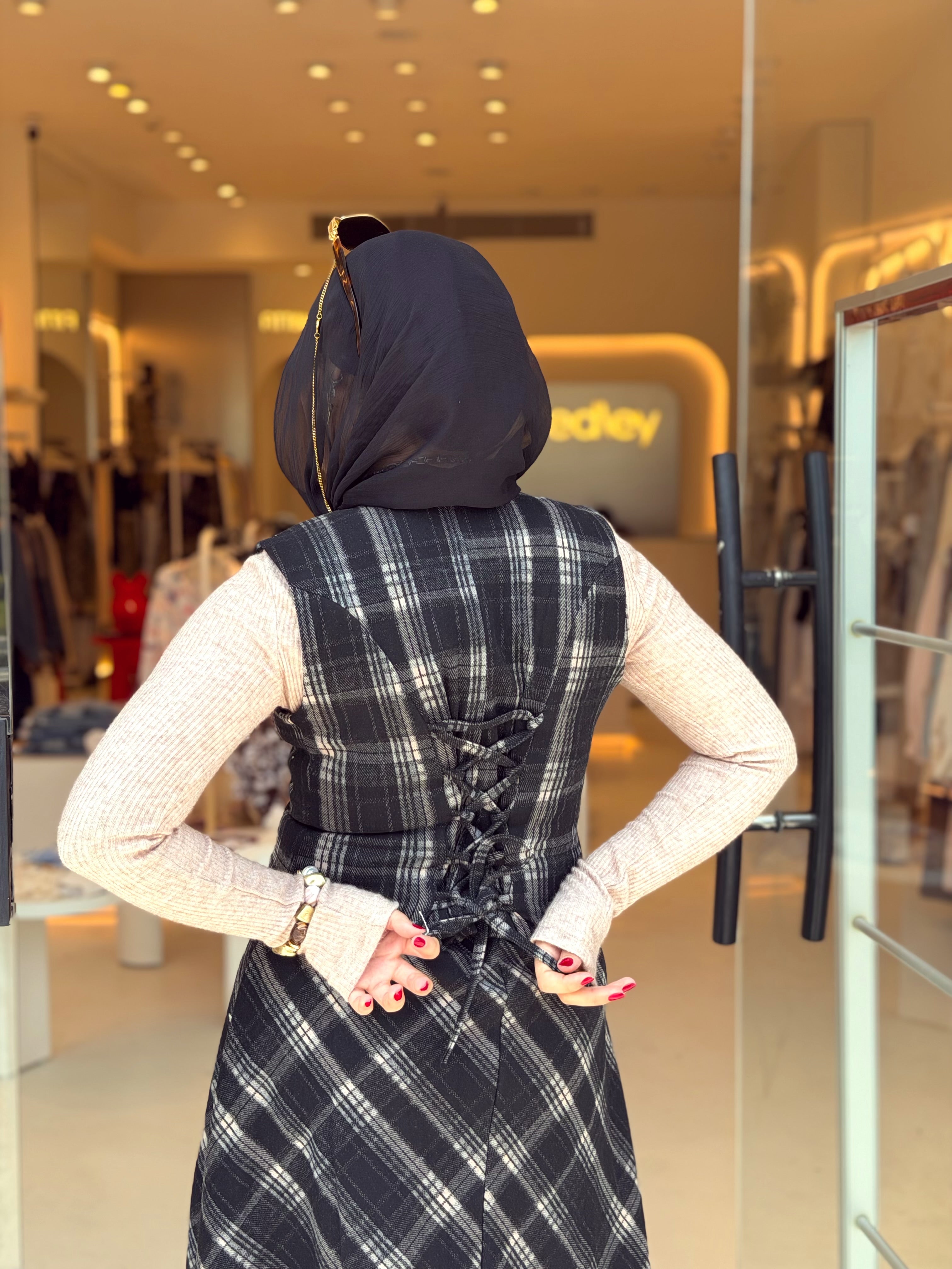 Vintage plaid vest ( Blackberry )