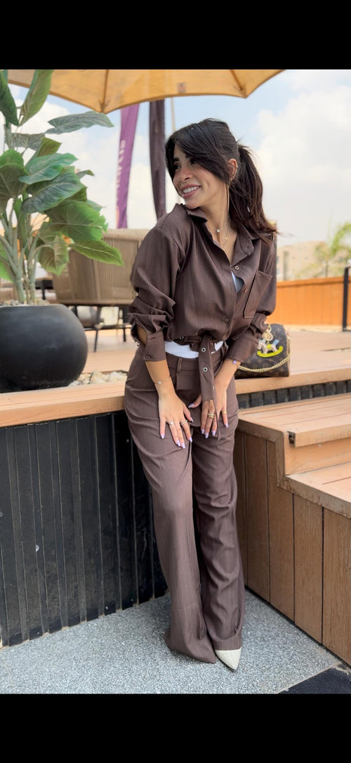 2pcs striped set blouse & pants
