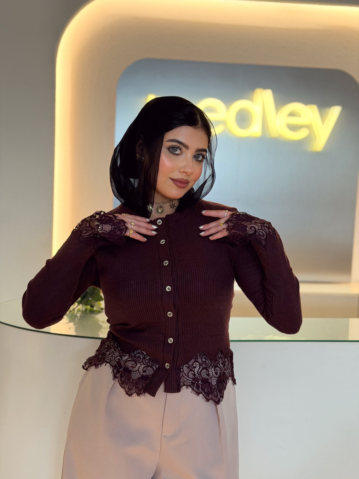 Vintage Lace Basic Top (Burgundy)