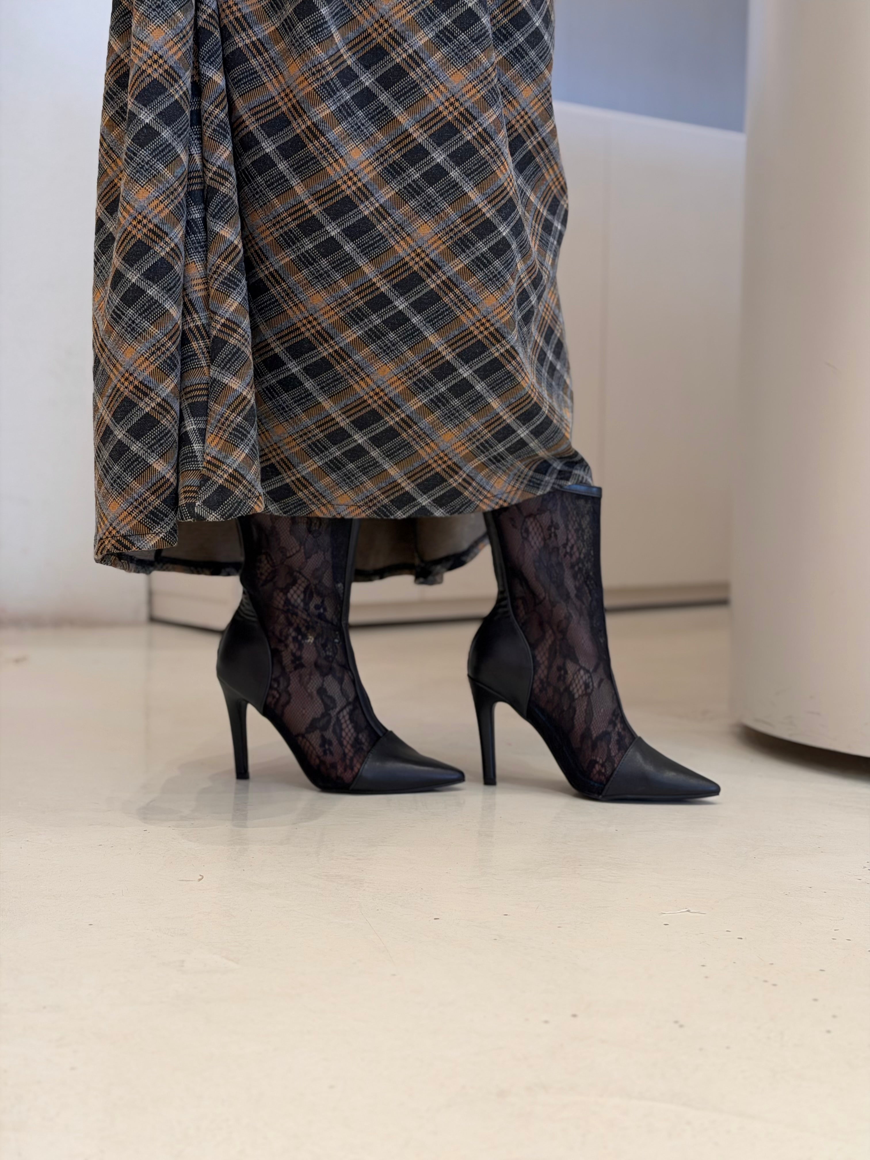 Black lace heels