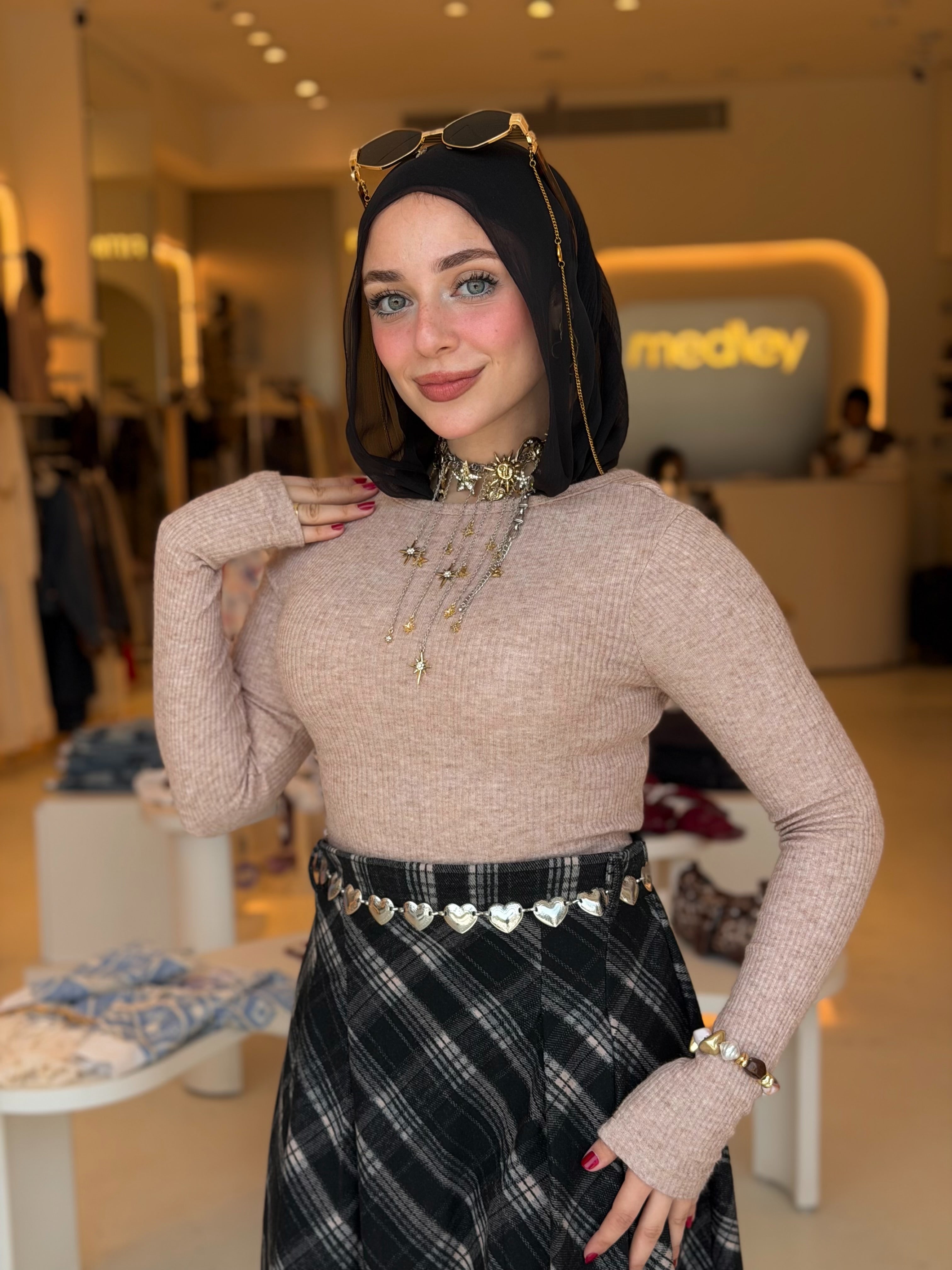 Vintage Plaid Midi Skirt ( Blackberry )