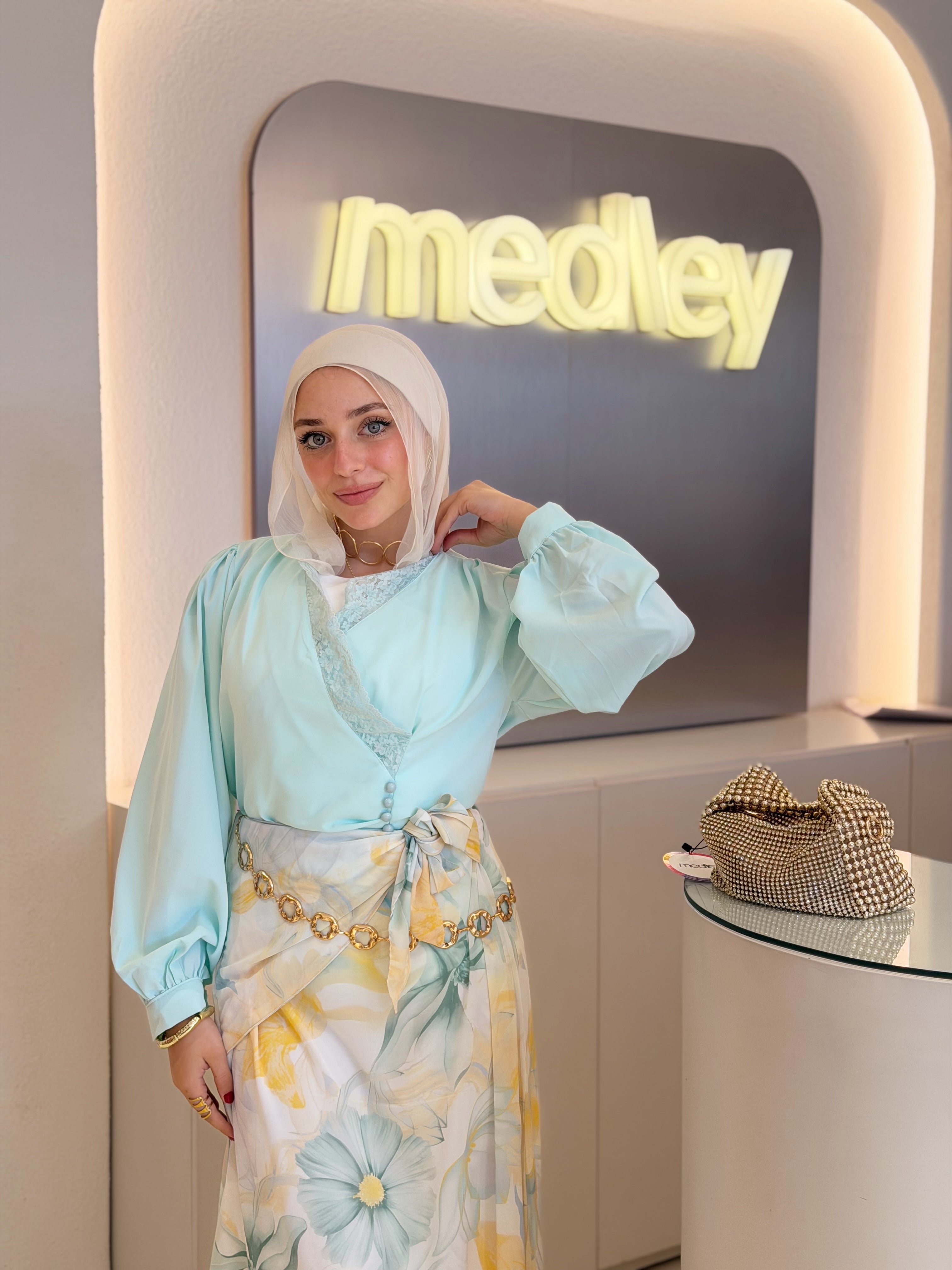 Whisper Lace Blouse (Aqua)
