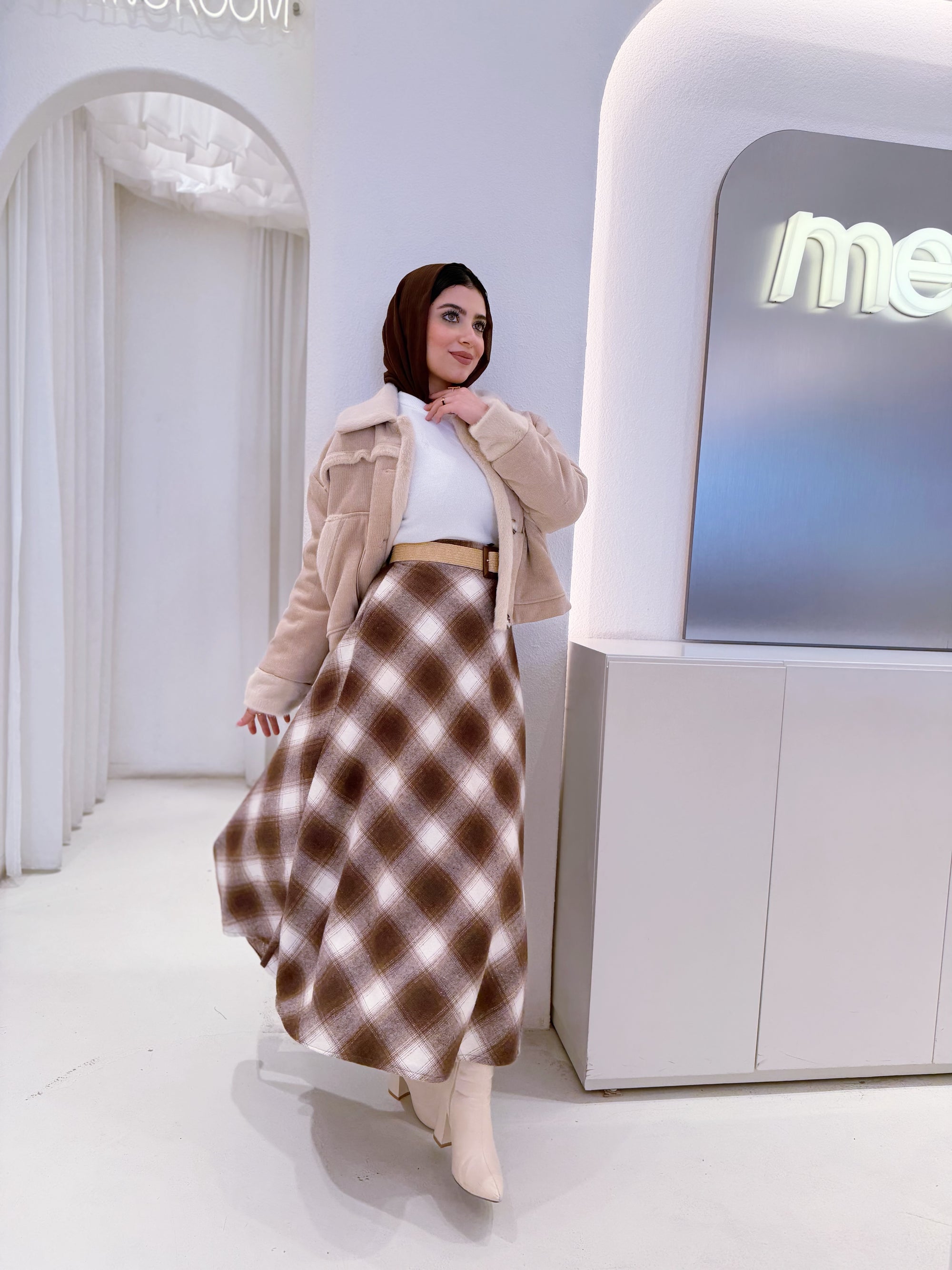 Hazel Check Wool Skirt