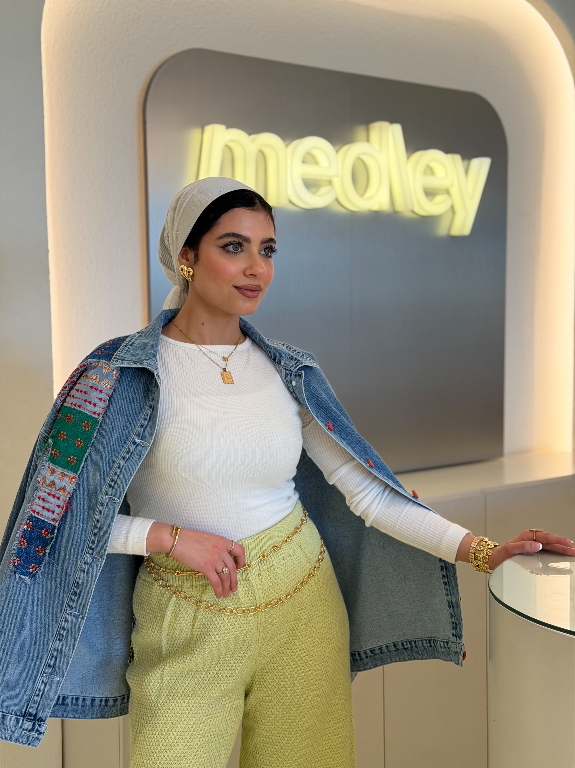 Denim Boho Golden Lines Jacket