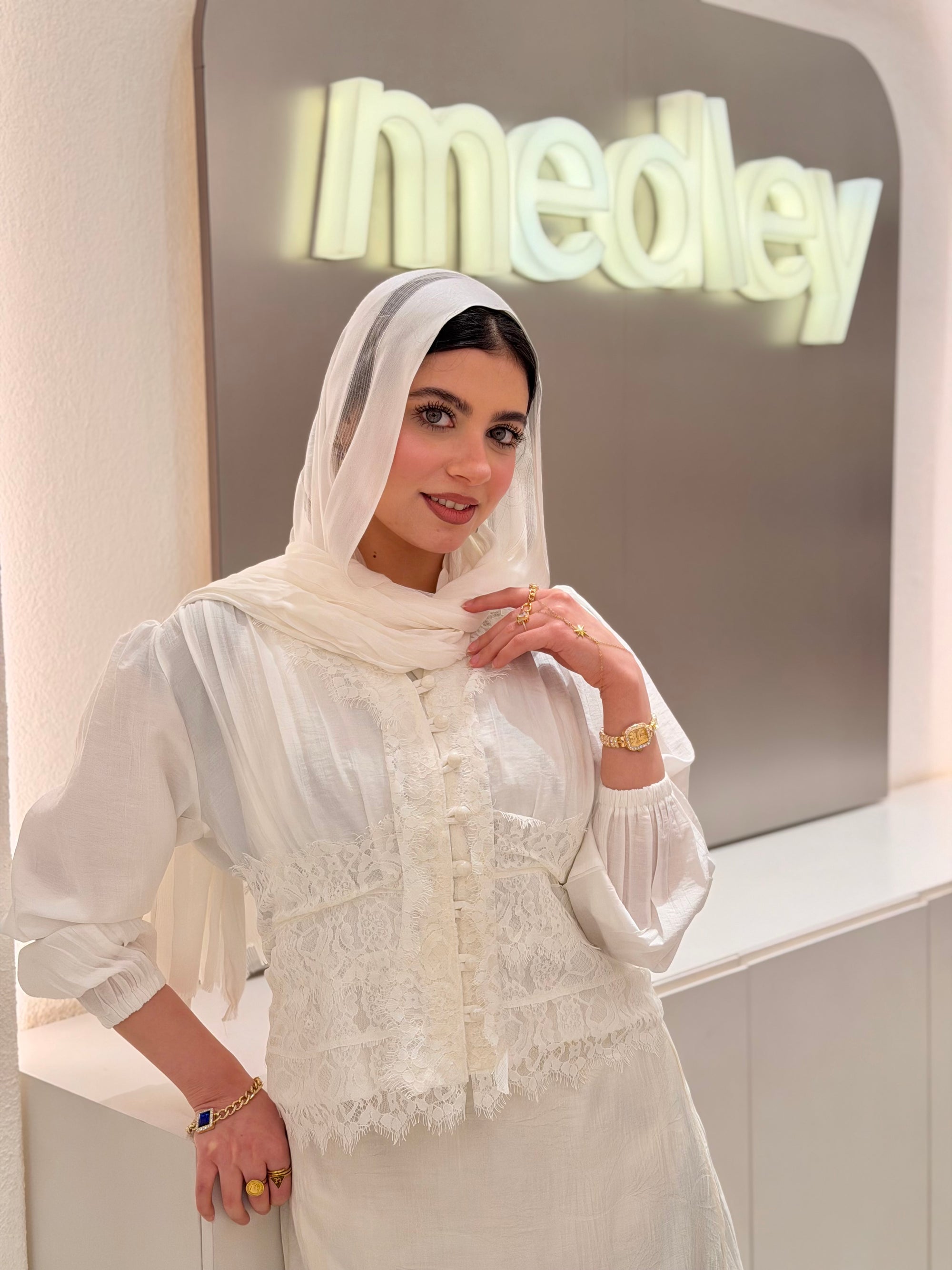 Dantel End Blouse (Pearl White)