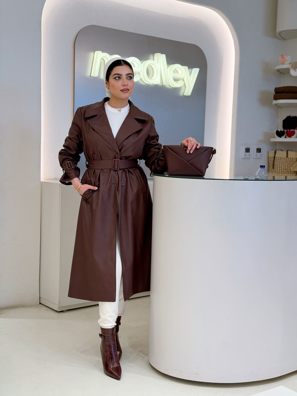 Leather Slimfit coat