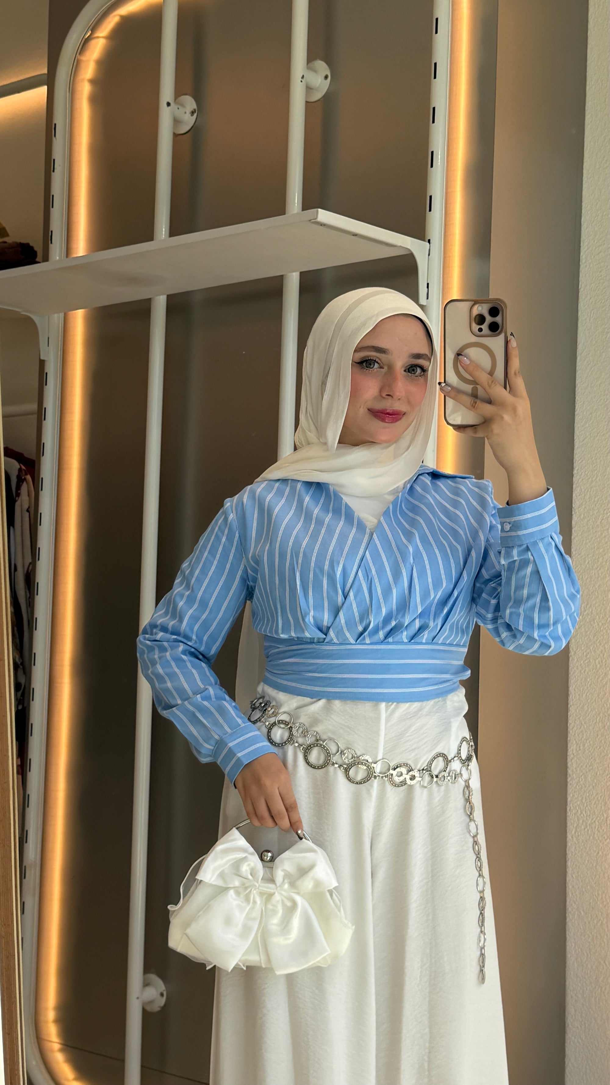 Wrapped Striped Blouse