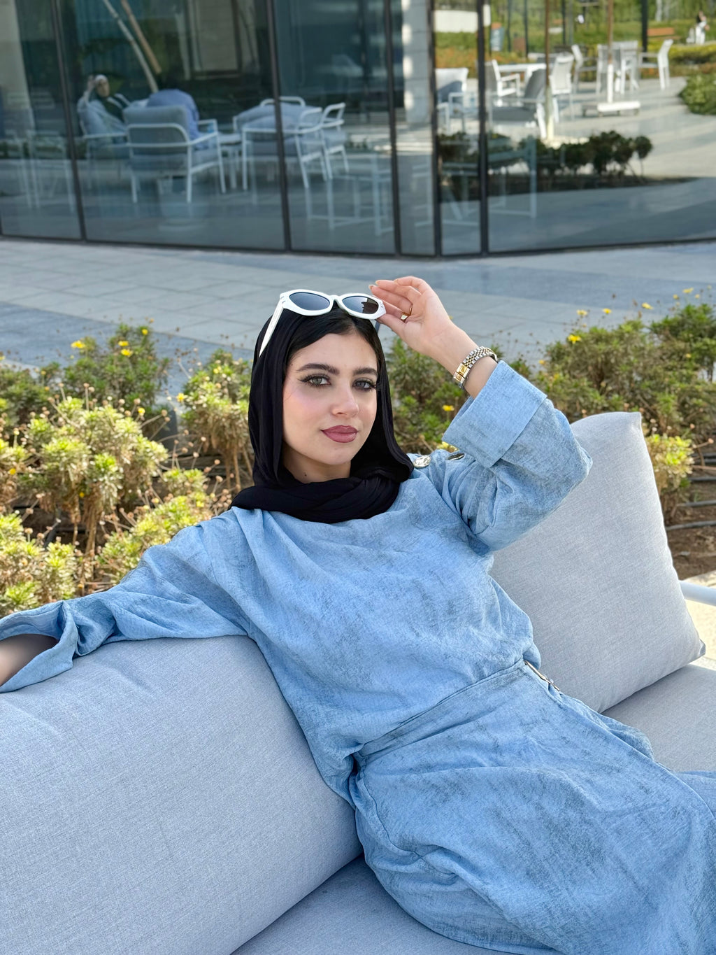 Cloudy blue Linen Overlay Set