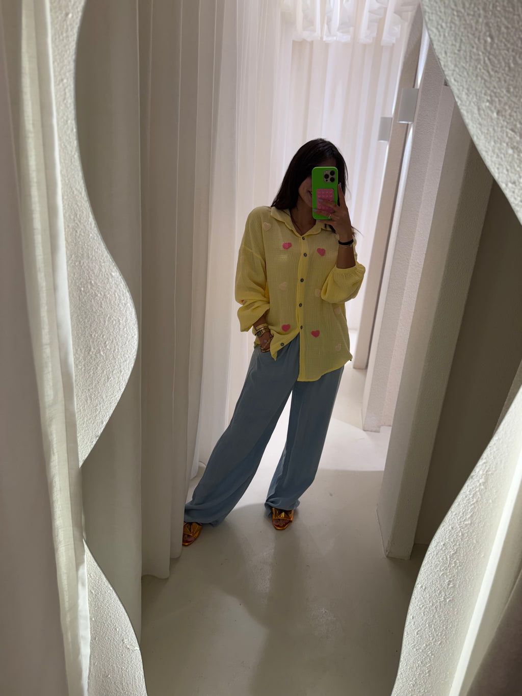Heart embiodery blouse