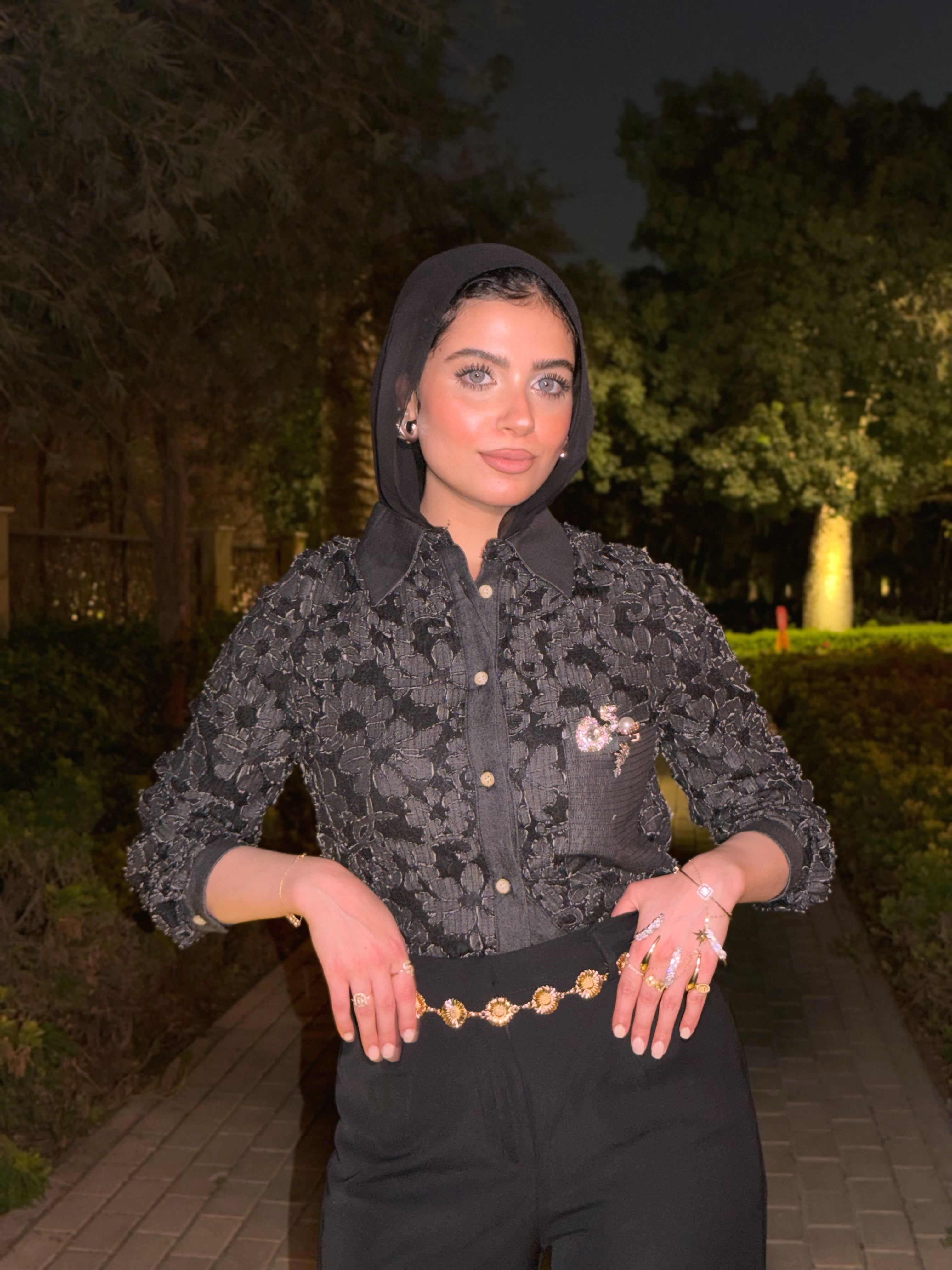 Bloom Stitches Blouse ( Black )