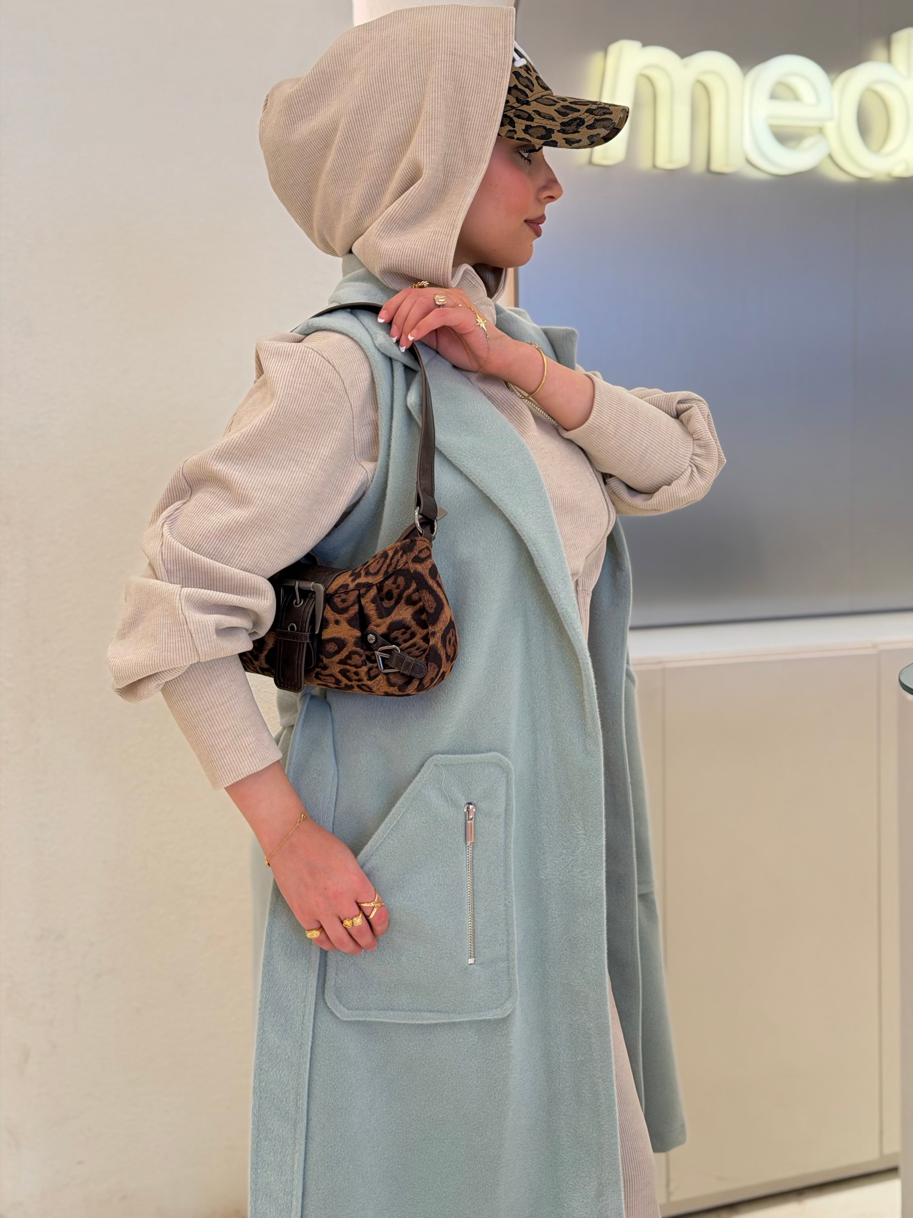 Luxe Fur Vest ( Mint Green )
