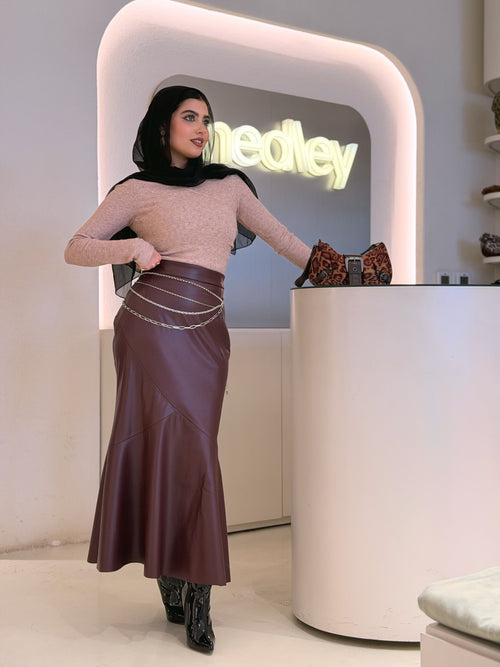 Mermaid Leather Midi Skirt