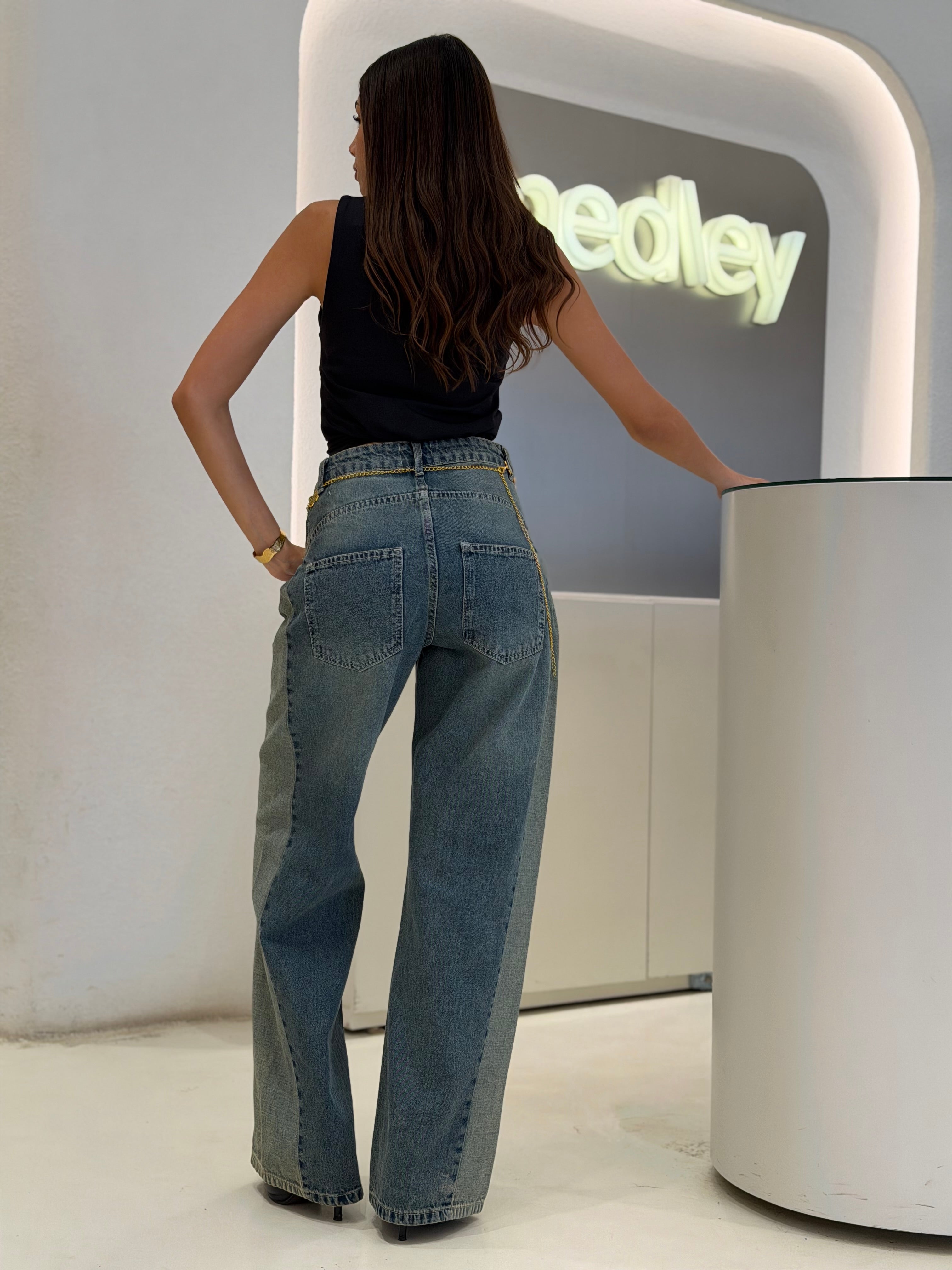 Denim Jeans ( wide-leg Fit Jeans )