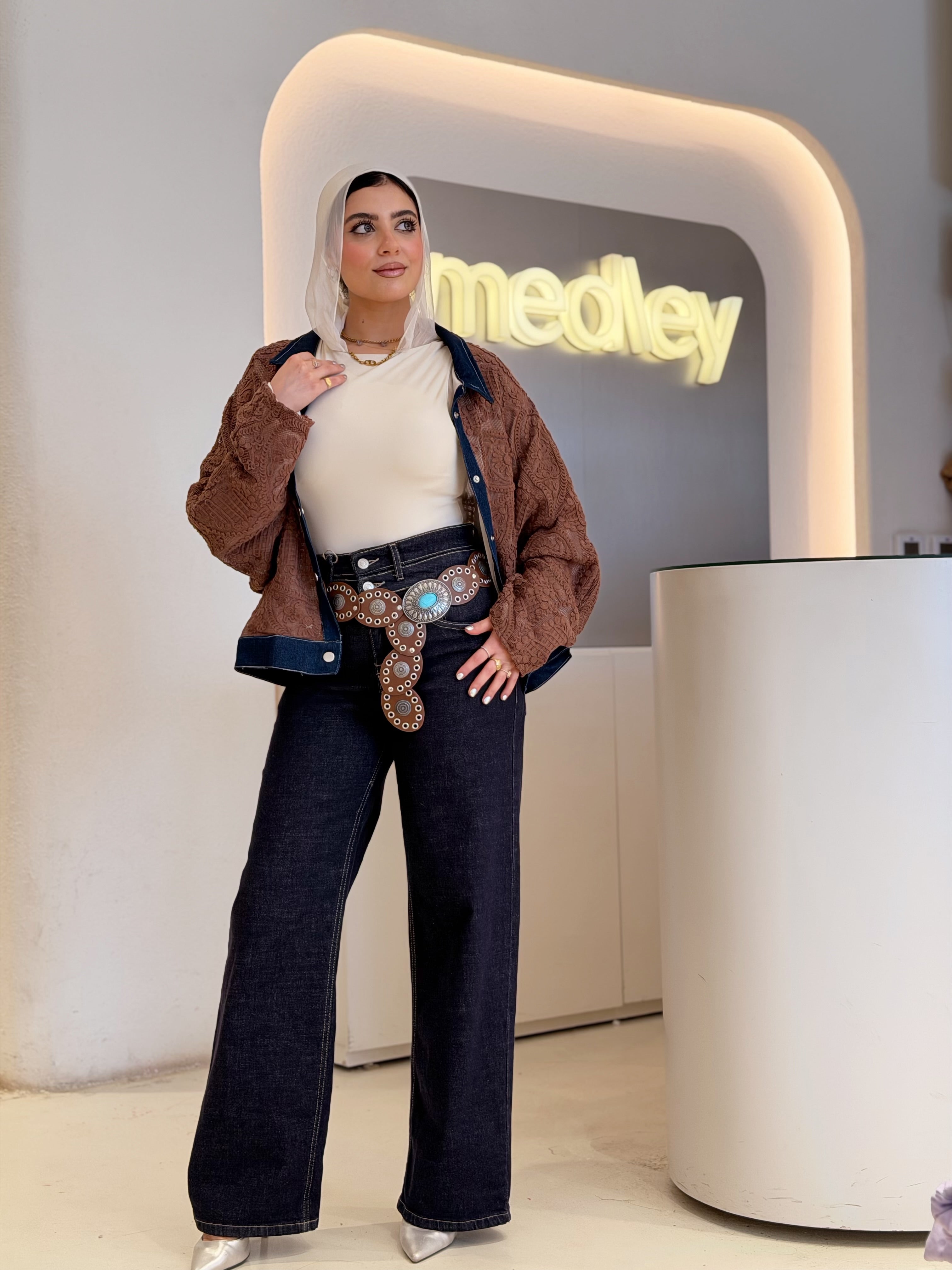 Duo button wide leg jeans