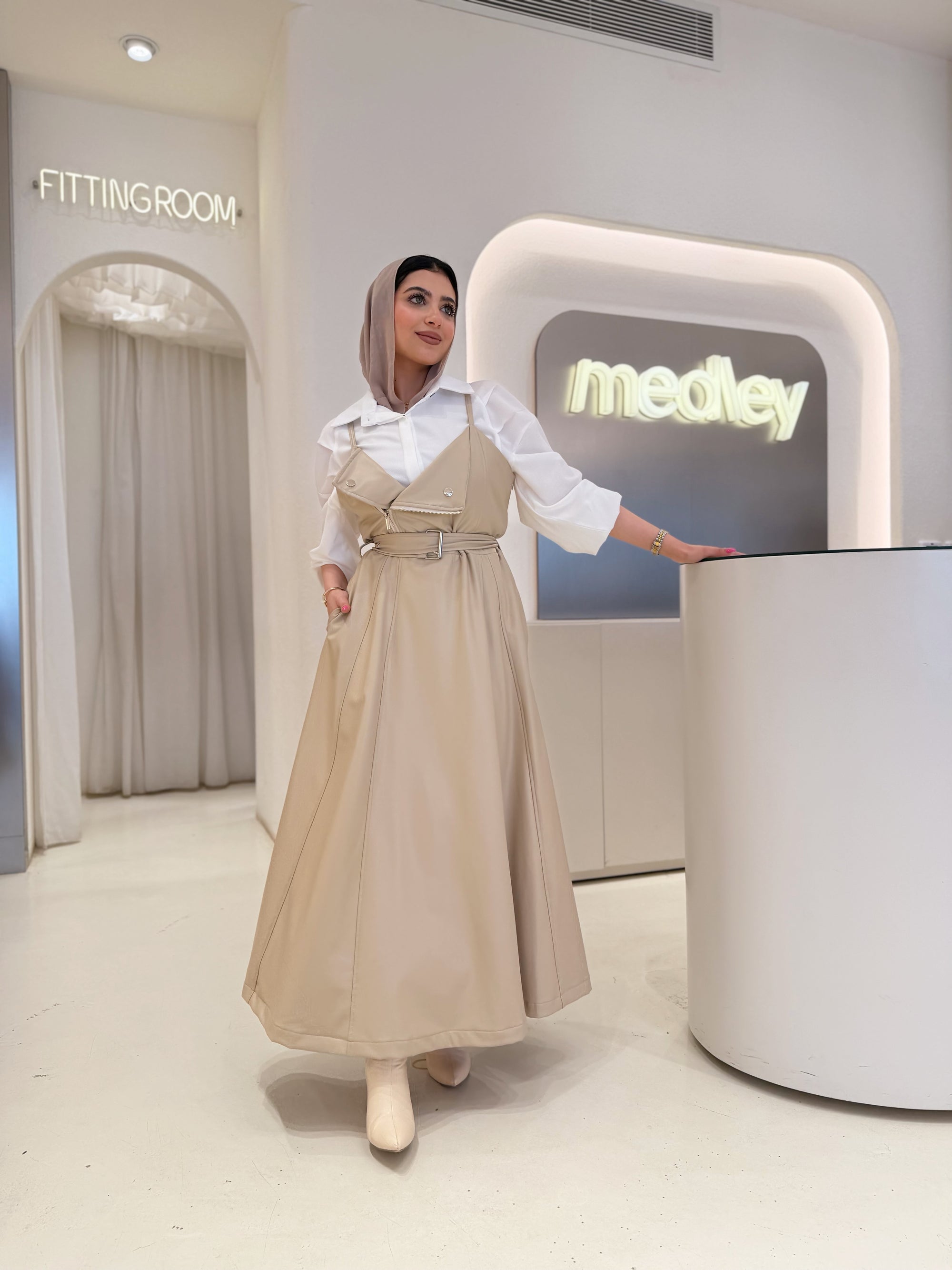 Leather Dress ( Beige )