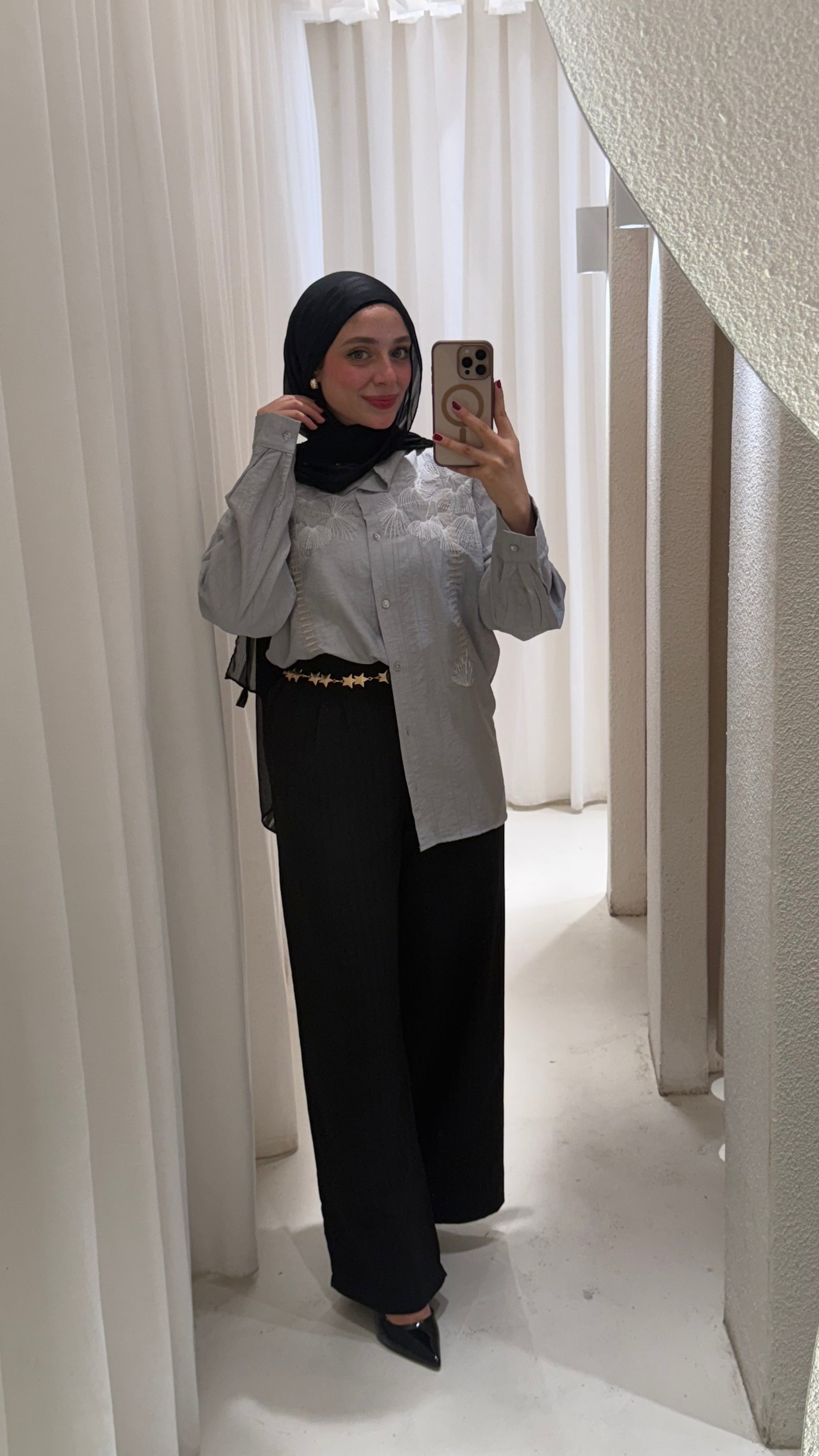 Stone Grey Island blouse