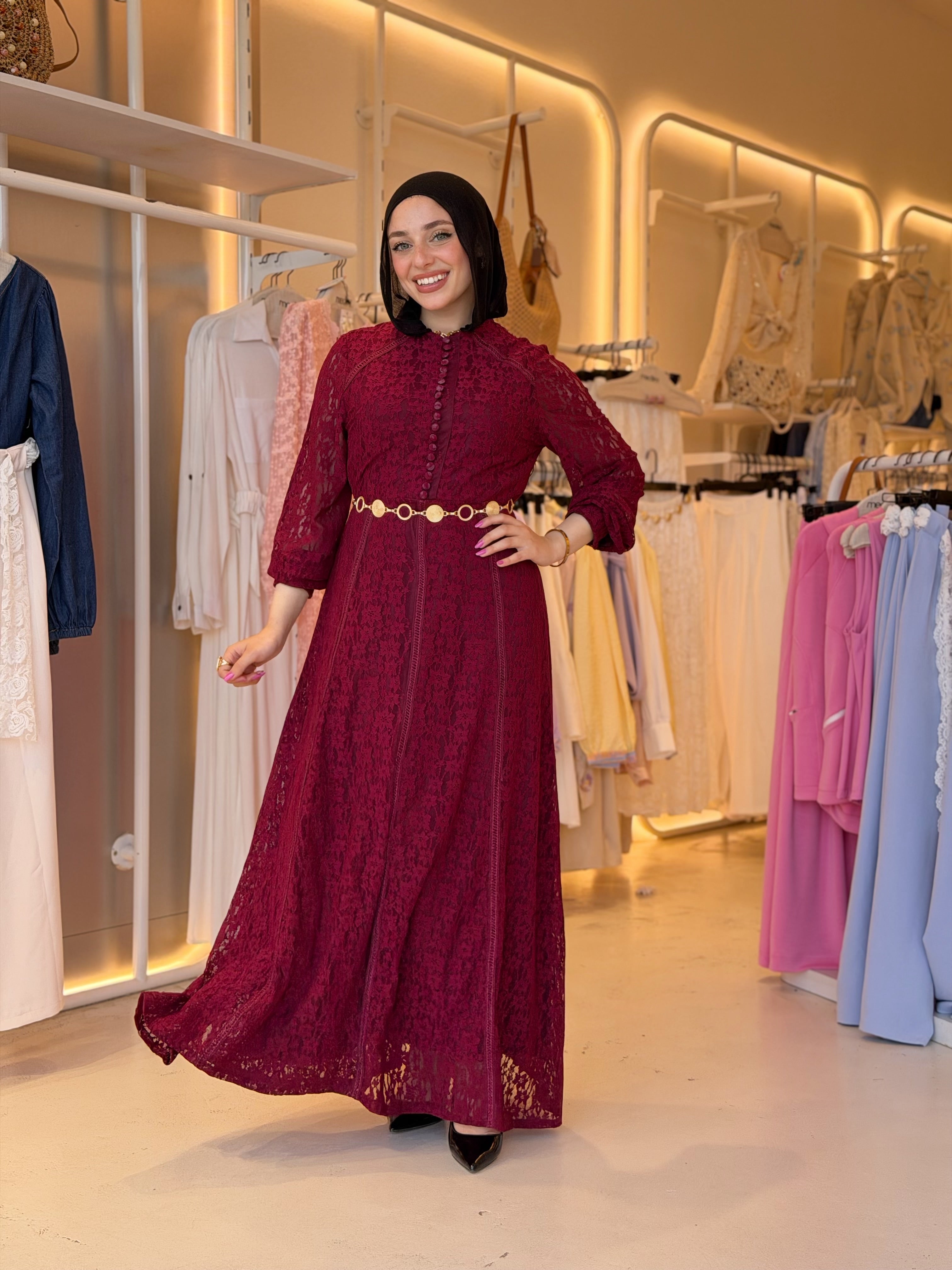 Vintage Lace Dress (Burgundy) Vintage Lace Dress (Burgundy)