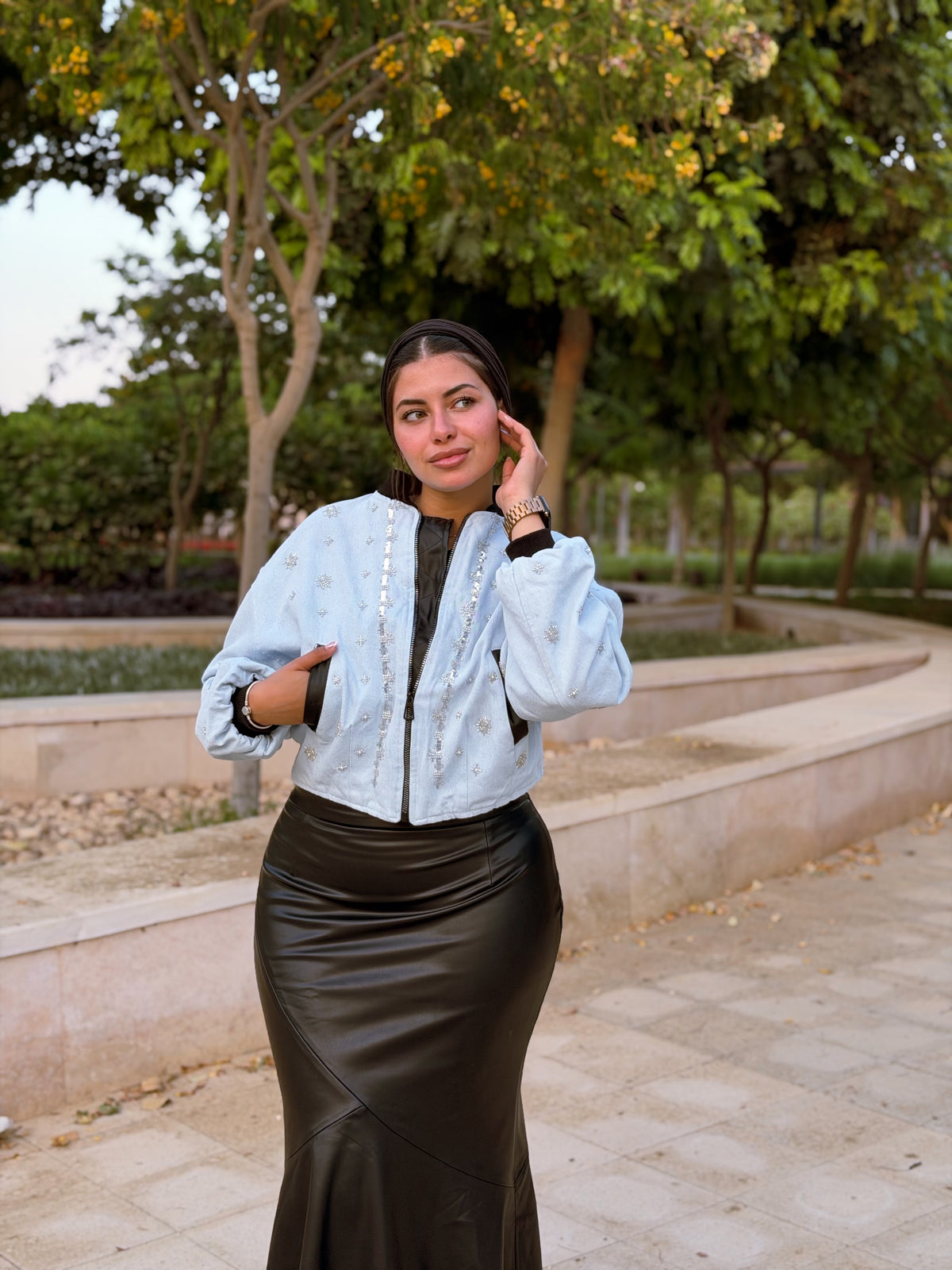 Mermaid Leather Midi Skirt ( BlackBerry)