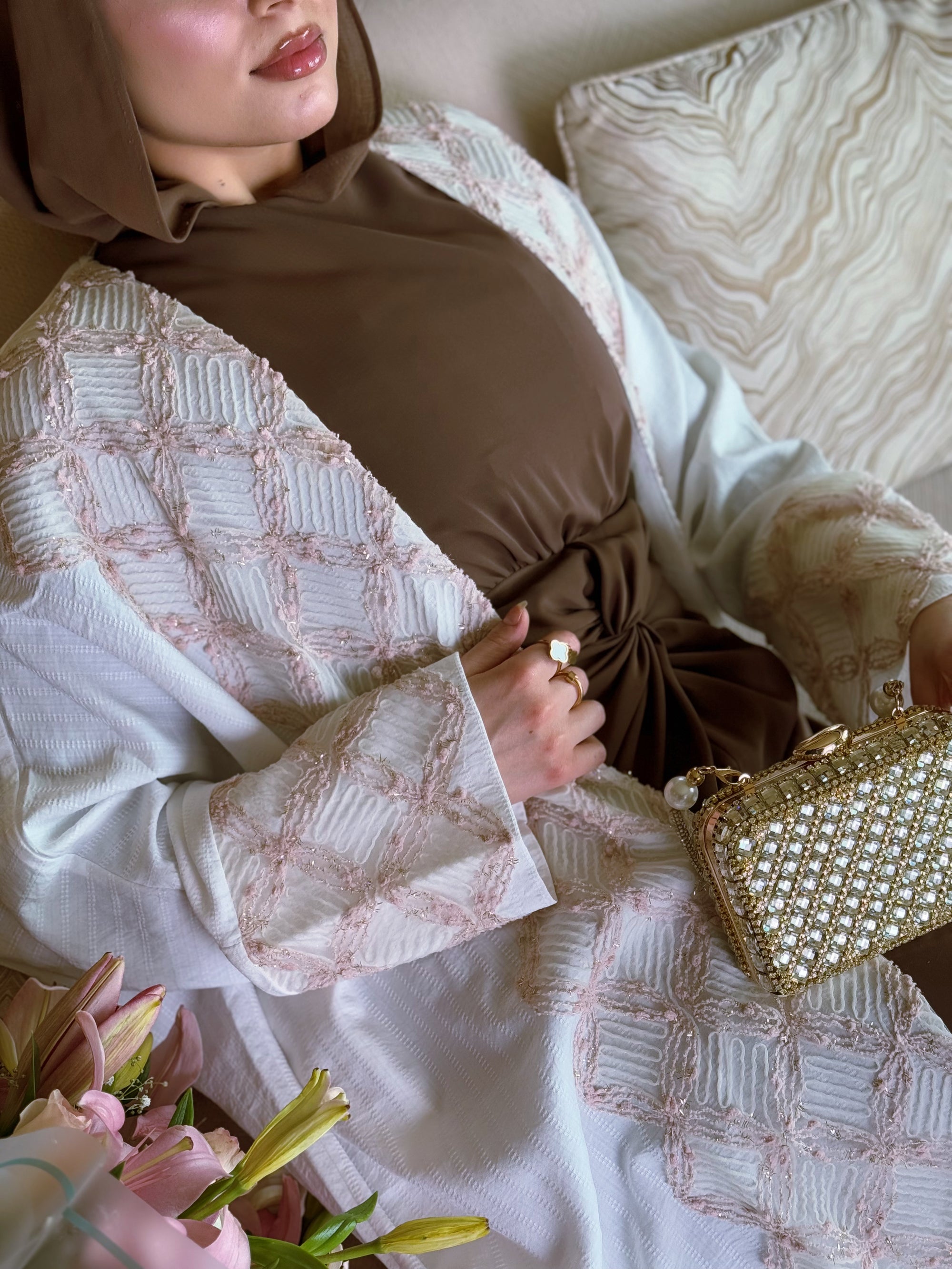 White cashmere Abaya