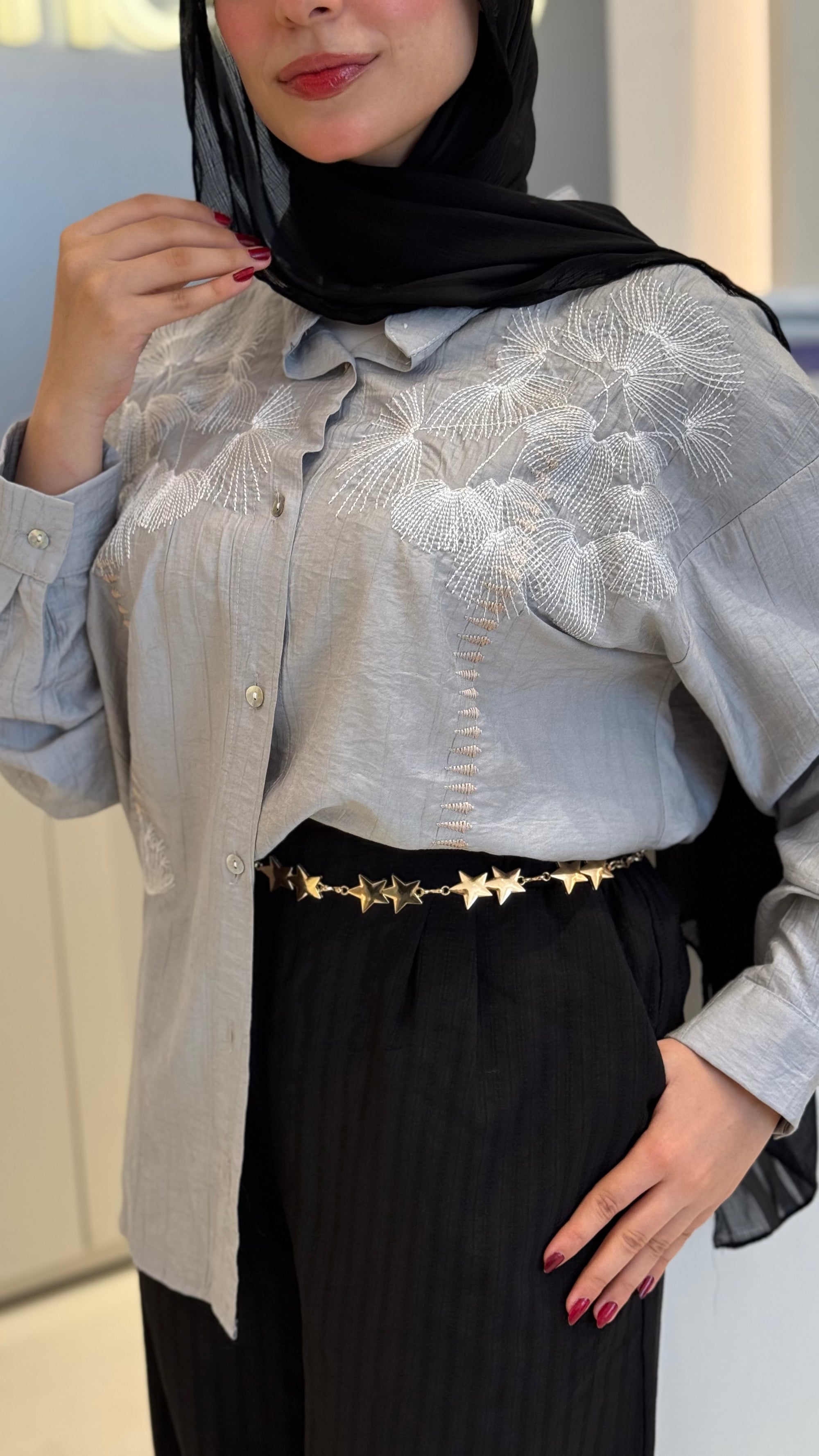 Stone Grey Island blouse