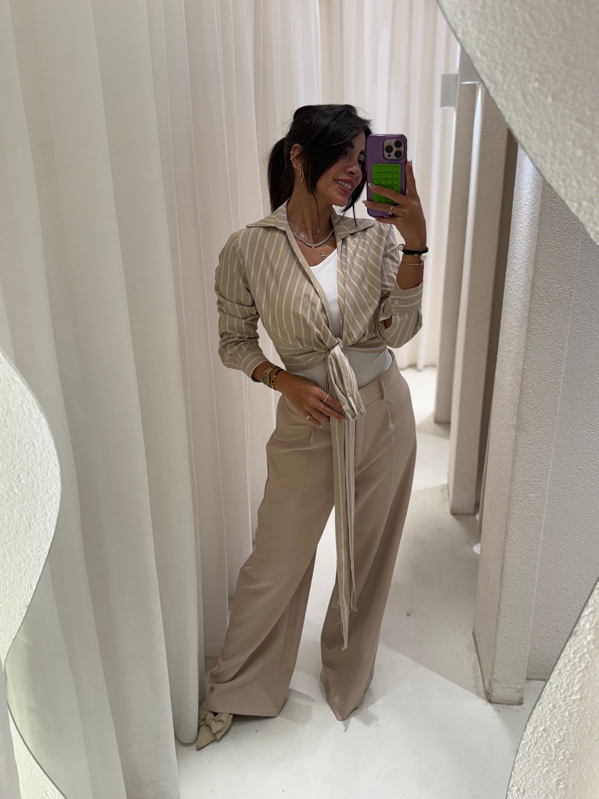 Wrapped Striped Blouse