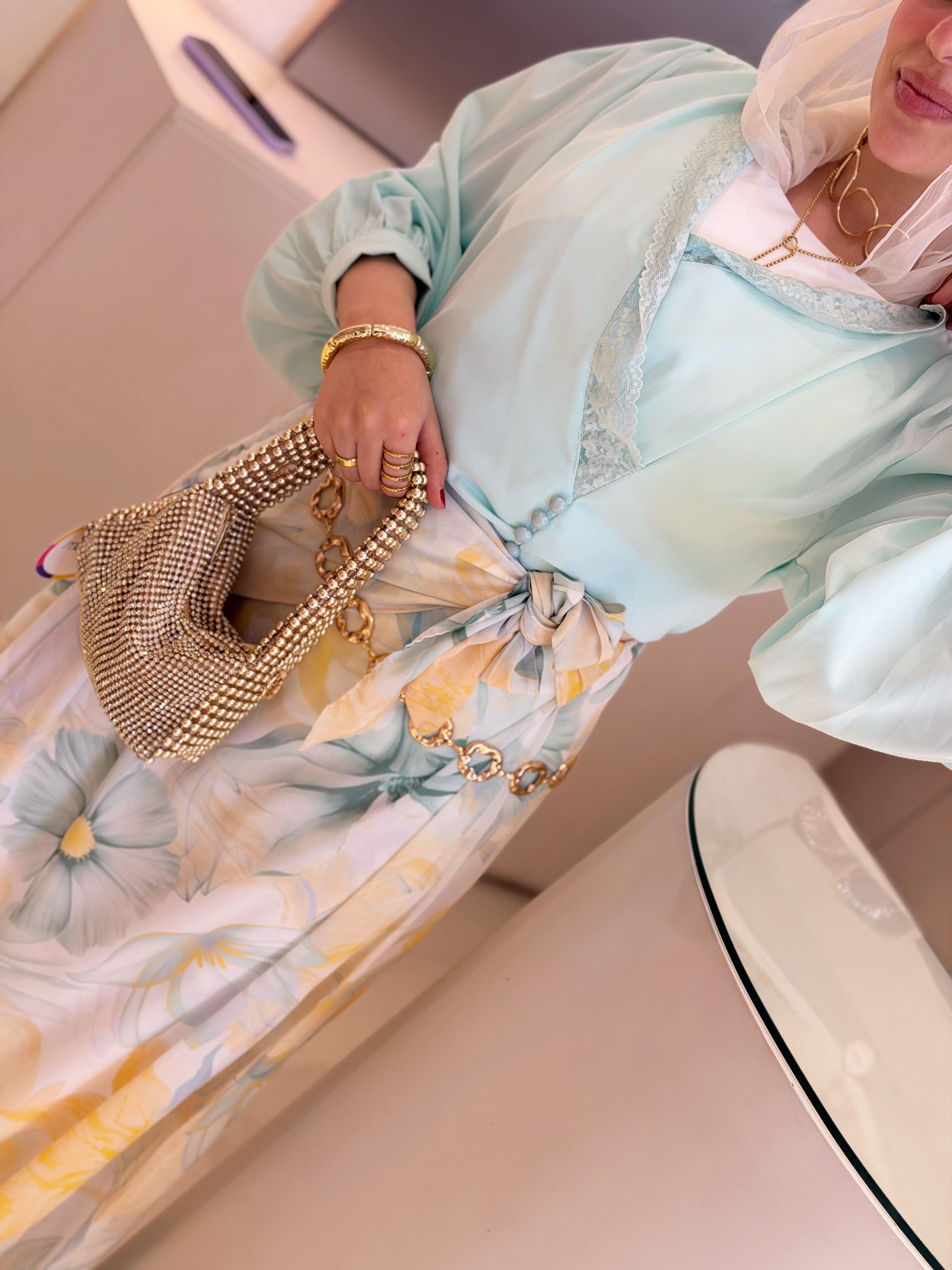 Whisper Lace Blouse (Aqua)