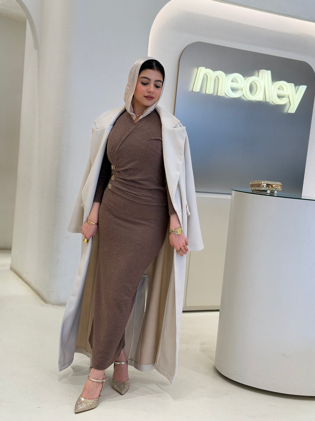 Long slim fit wool coat