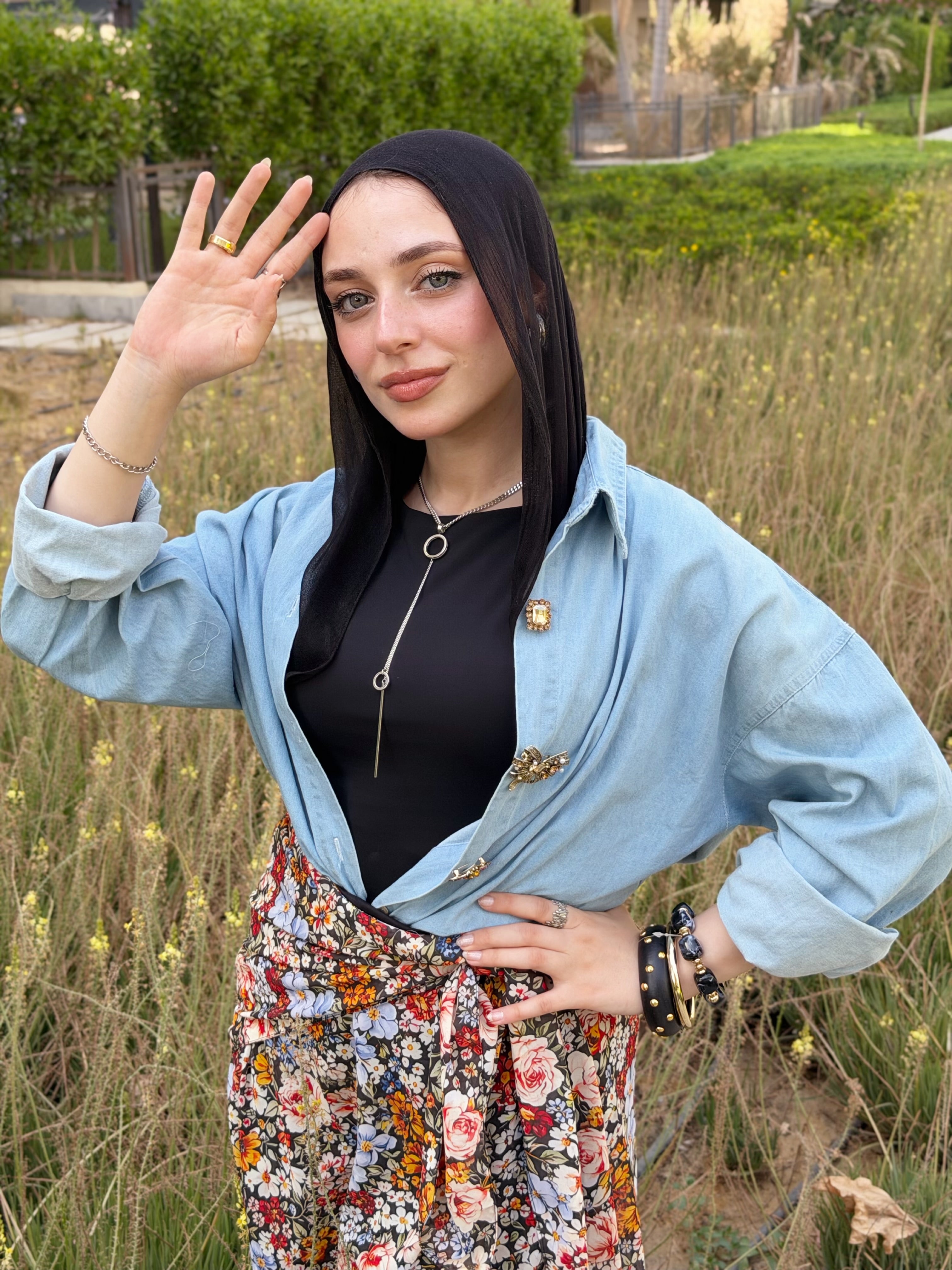 Denim Blossom Look