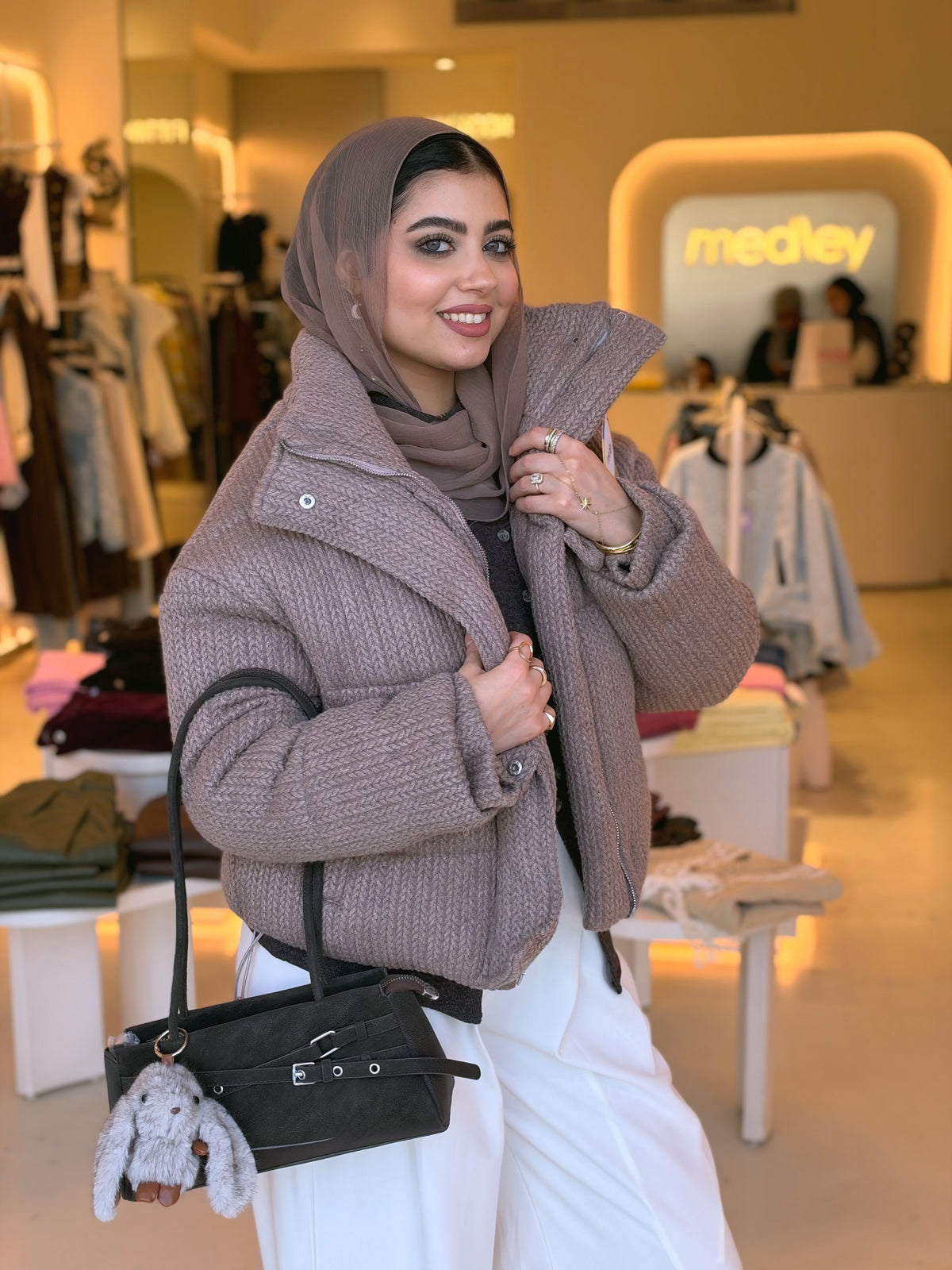 Cloud Puffer Jacket in mocha nude by Medley Fashion, photo 1