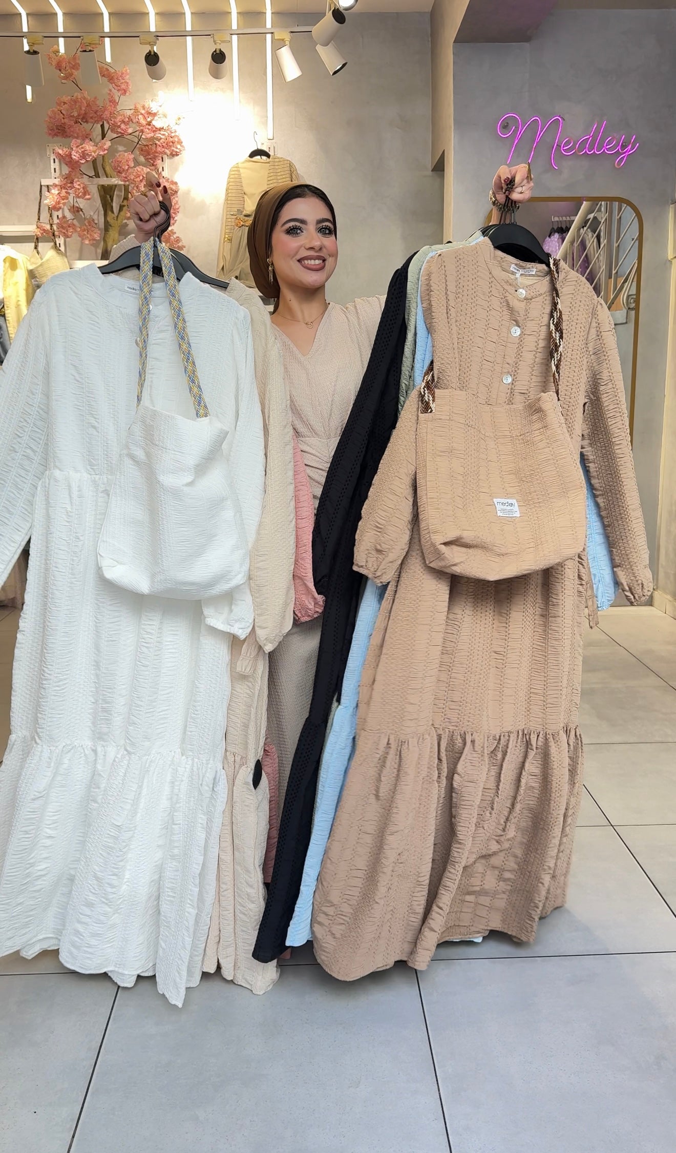 Textured Maxi Dress with Matching Gift Bag