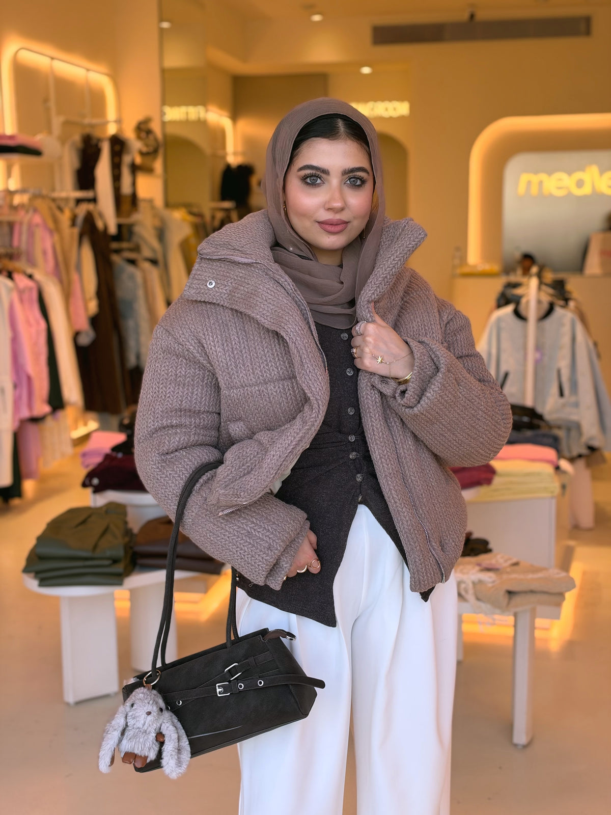 Cloud Puffer Jacket in mocha nude by Medley Fashion, photo 4