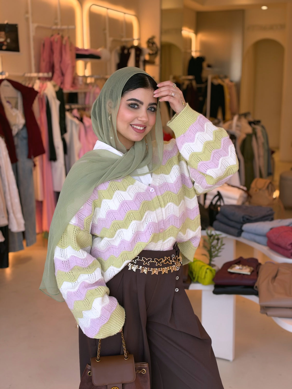 Sugar Rush Mohair Cardigan in Pistachio Lilac by Medley Fashion, photo 1